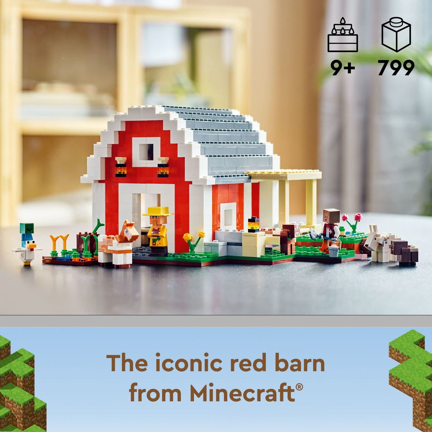 LEGO Minecraft The Red Barn 21187 – 799-Piece Building Toy Set for Kids 9+