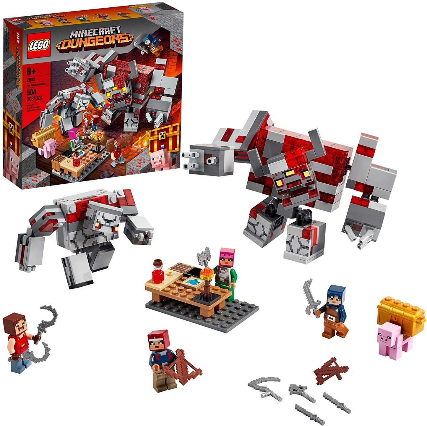 LEGO Minecraft The Redstone Battle 21163 – Action-Packed Dungeons Set for Kids 8+ | 504 Pieces