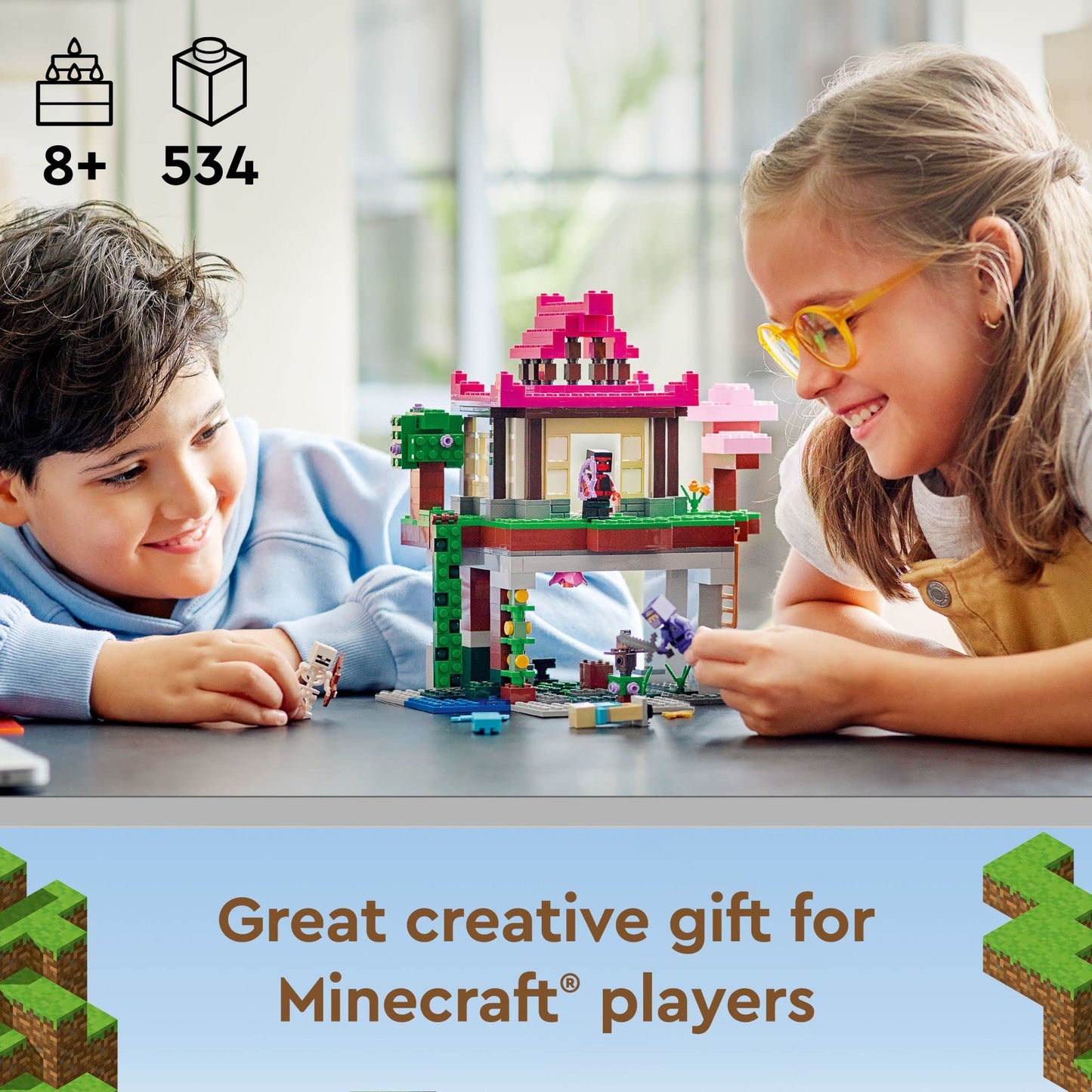 LEGO Minecraft The Training Grounds 21183 — 534-Piece Building Kit with House, Cave & Figures