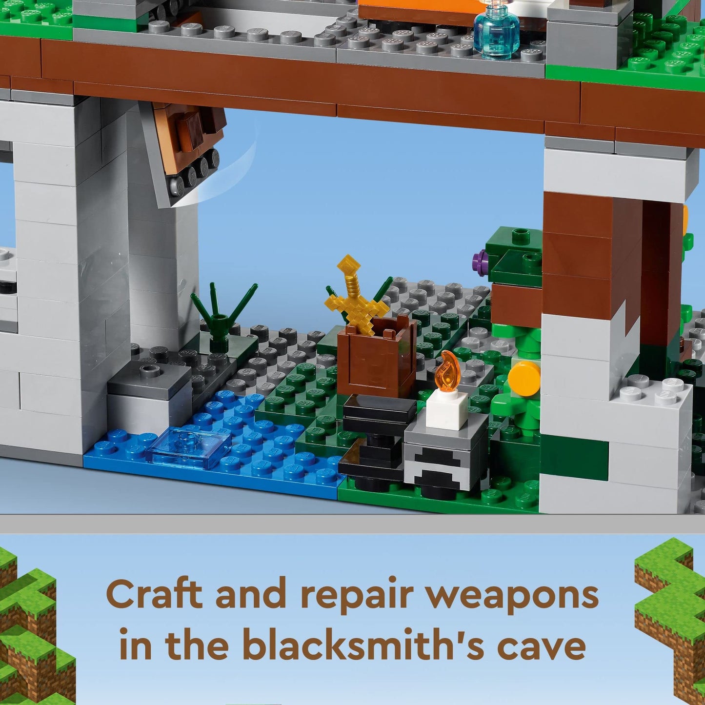 LEGO Minecraft The Training Grounds 21183 — 534-Piece Building Kit with House, Cave & Figures