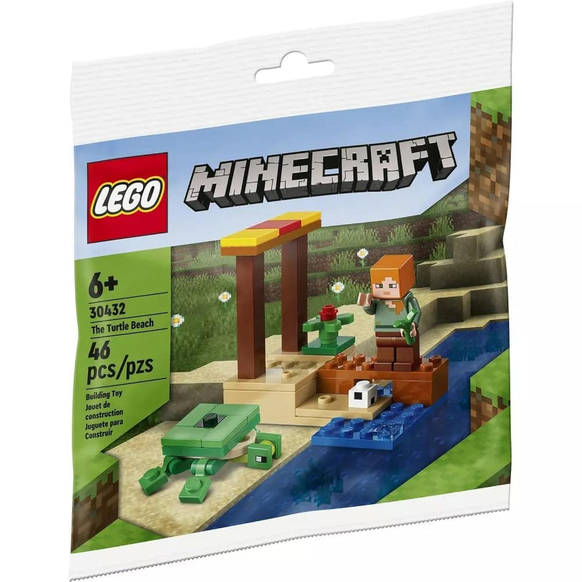 LEGO Minecraft Turtle Beach Polybag 30432 – 46 Pieces with Turtle Figure | LEGO Toy for 0-14 Years