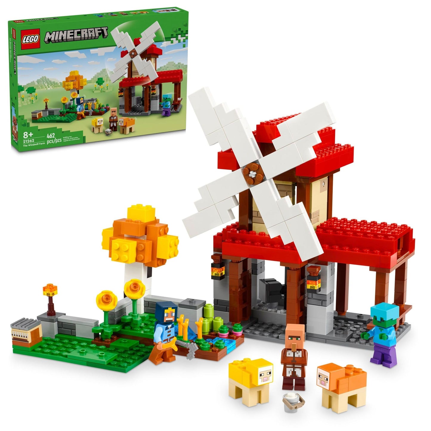LEGO Minecraft The Windmill Farm (21262) – 462 Pieces, 3 Minifigures, Ages 8+