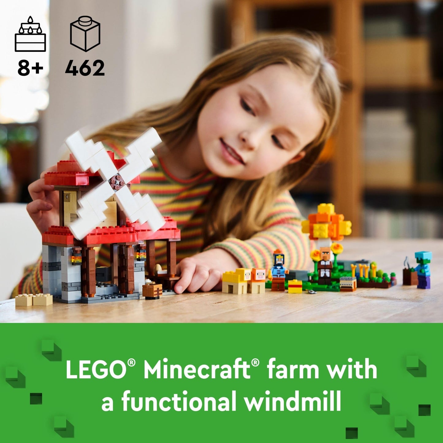 LEGO Minecraft The Windmill Farm (21262) – 462 Pieces, 3 Minifigures, Ages 8+
