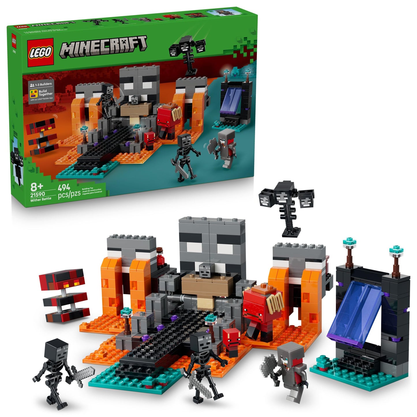 LEGO Minecraft Wither Battle Building Set (21590) – 494 Pieces, Crimson Warrior & More