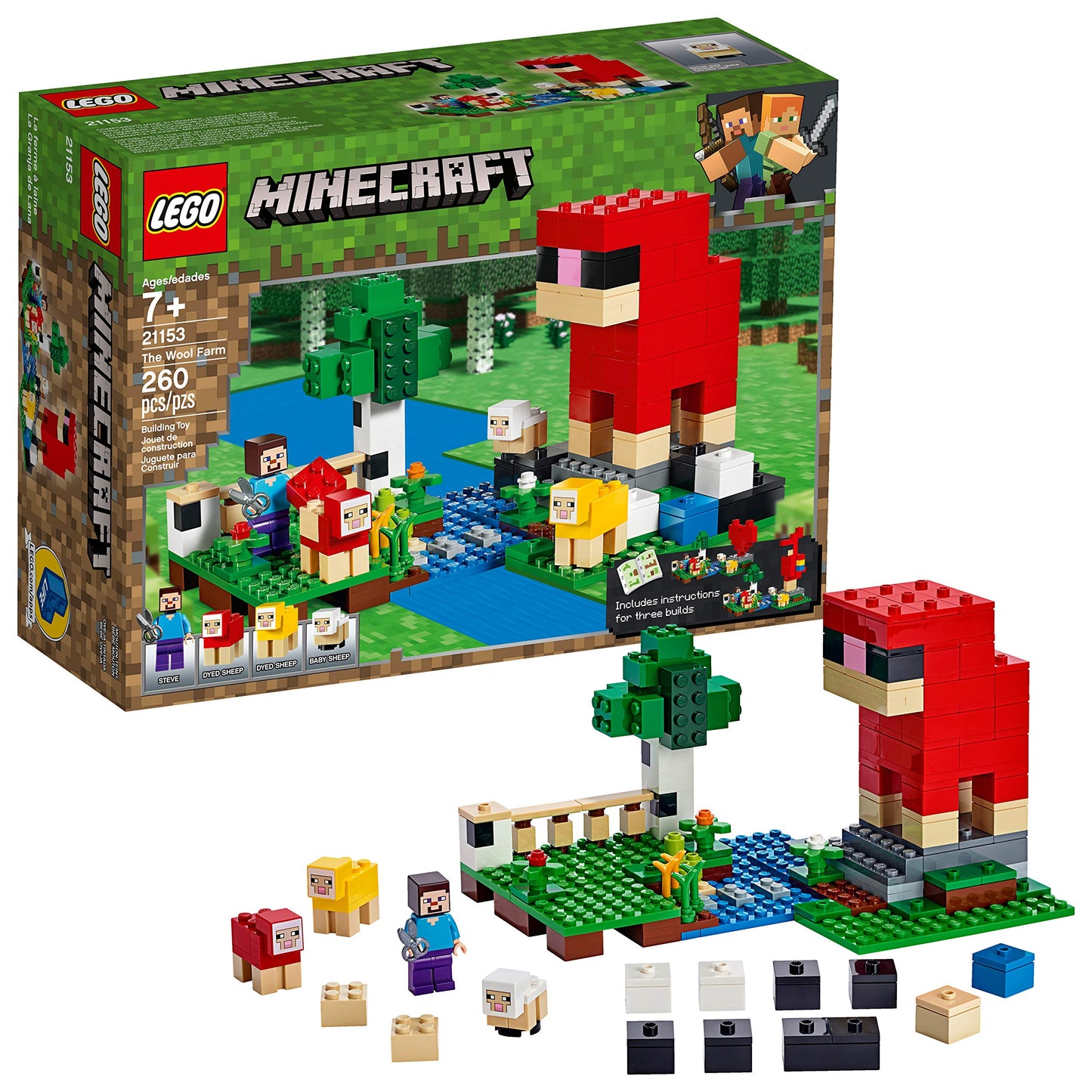 LEGO Minecraft The Wool Farm 21153 Building Kit (260 Pieces) – Creative Farm Adventure