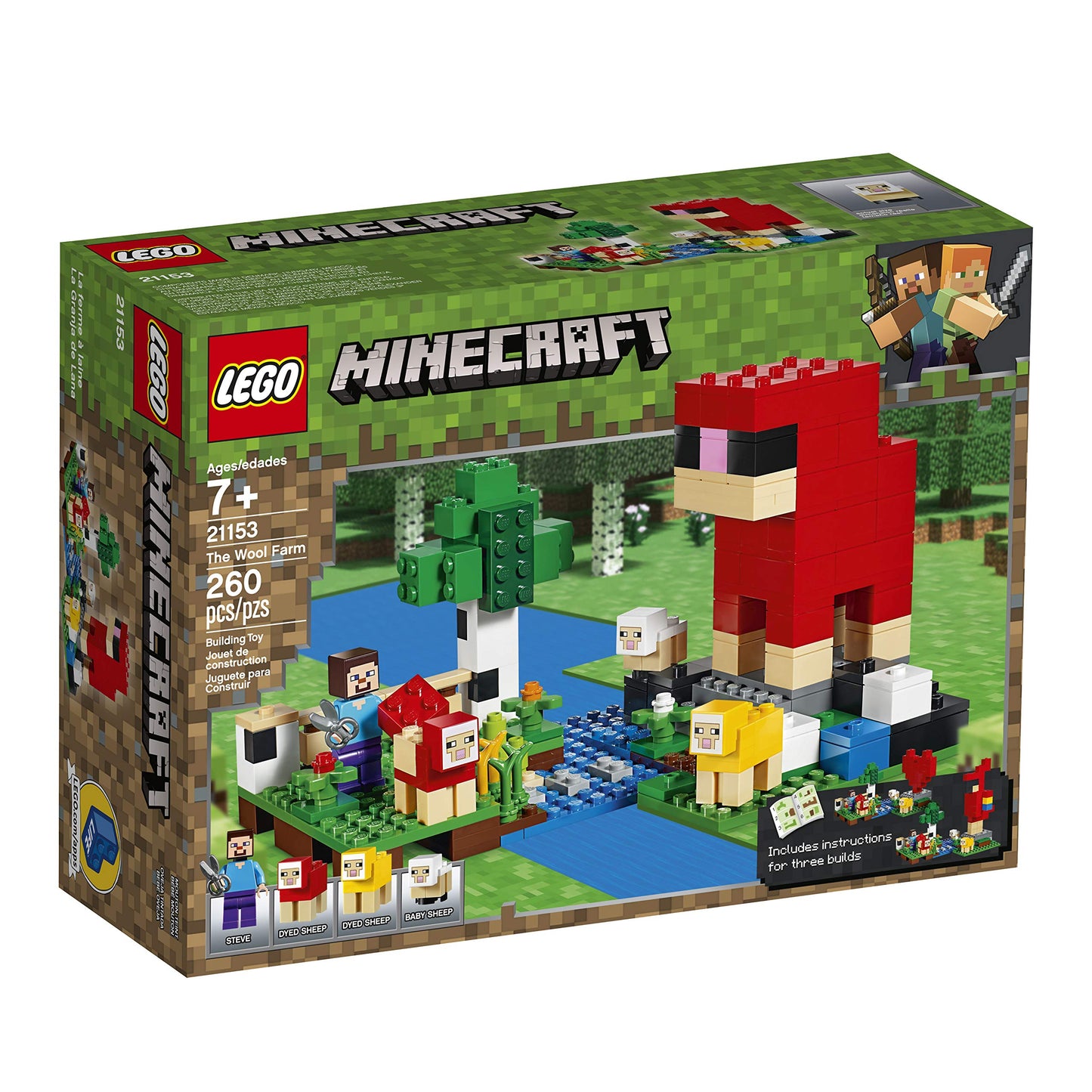 LEGO Minecraft The Wool Farm 21153 Building Kit (260 Pieces) – Creative Farm Adventure