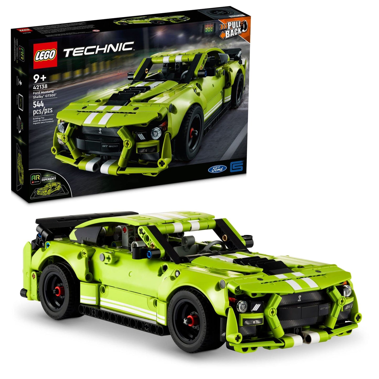 LEGO Technic Ford Mustang Shelby GT500 42138 - AR+ Drag Race Car Kit for Ages 9+