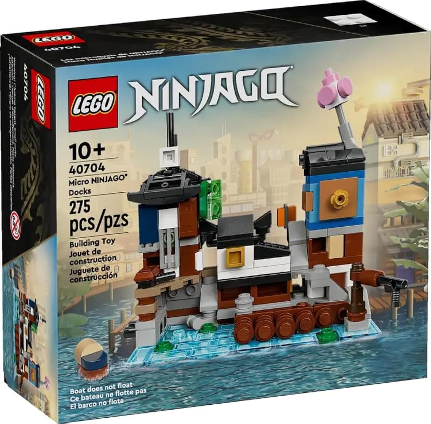 LEGO NINJAGO 40704 Micro Docks Building Set – Mini Docks with Market, Tearoom & Arcade (275 pcs)