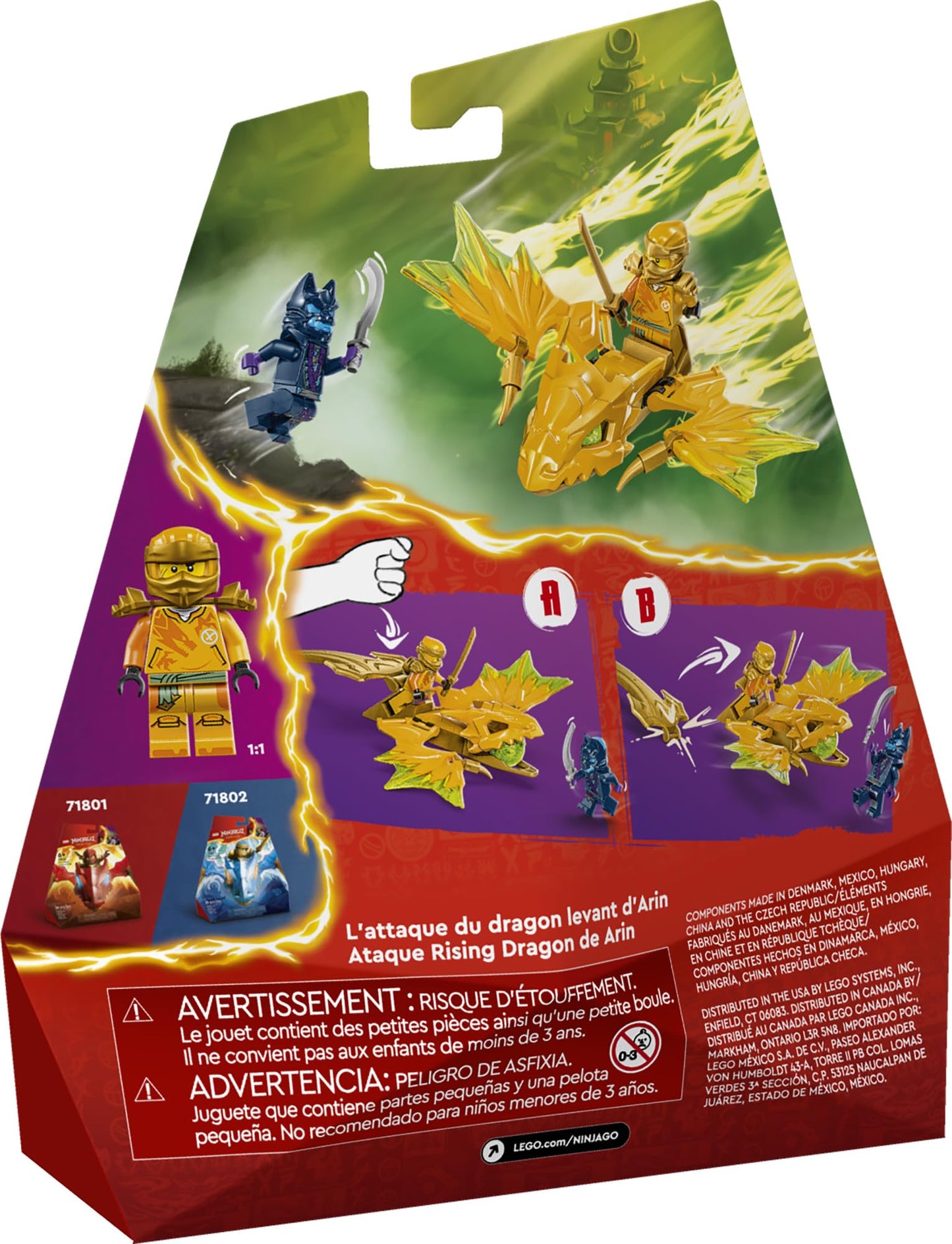 LEGO NINJAGO Arin's Rising Dragon Strike Toy (71803) – Ninja Battle Set for Kids 6+
