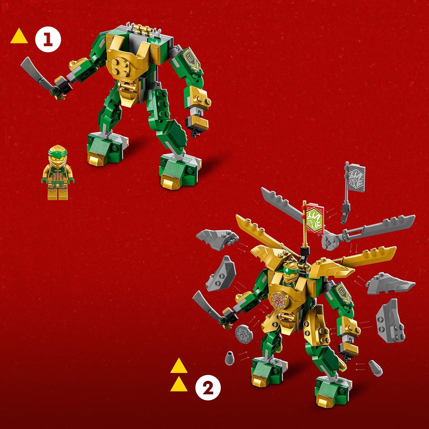 LEGO NINJAGO Lloyd’s Mech Battle EVO (71781) – 2 Posable Ninjas with Golden Lloyd & Bone Warrior