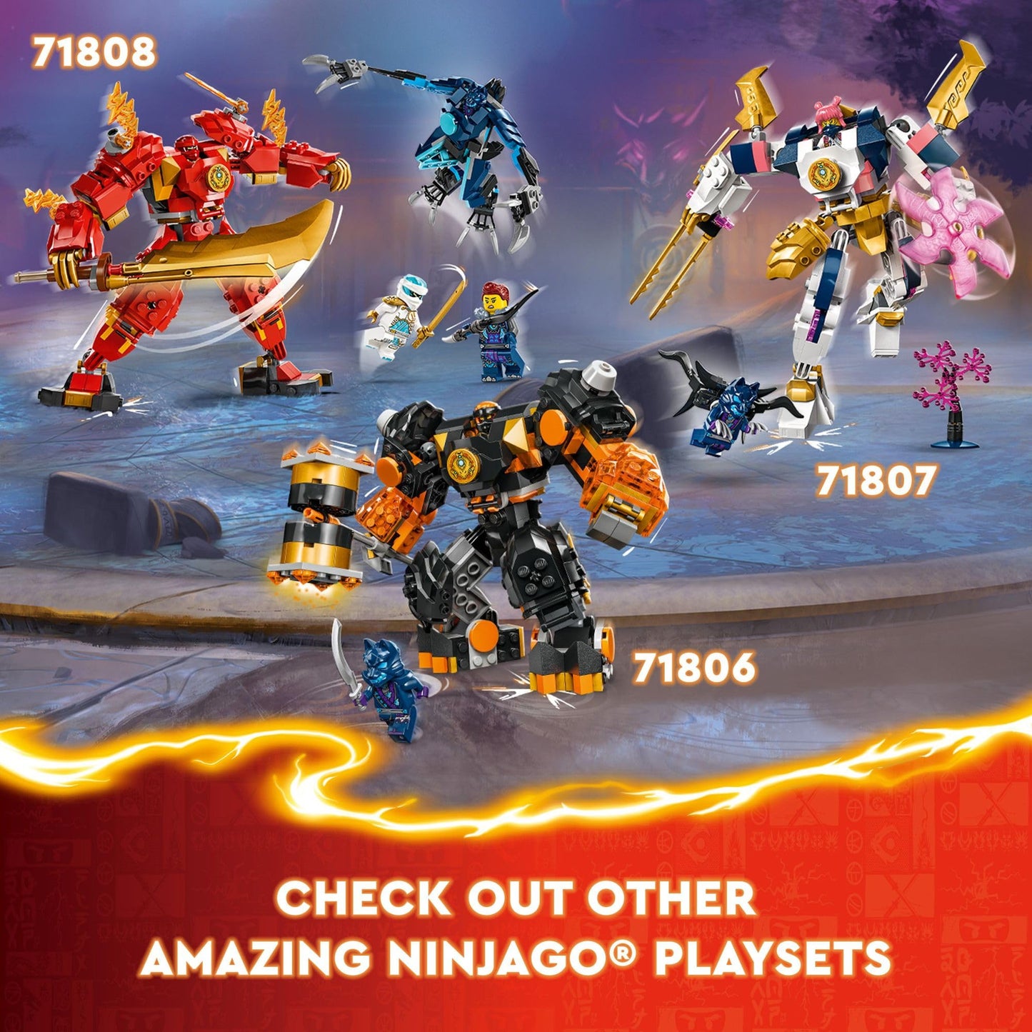 LEGO NINJAGO Kai's Elemental Fire Mech 71808 – Customizable Ninja Action Figure Set