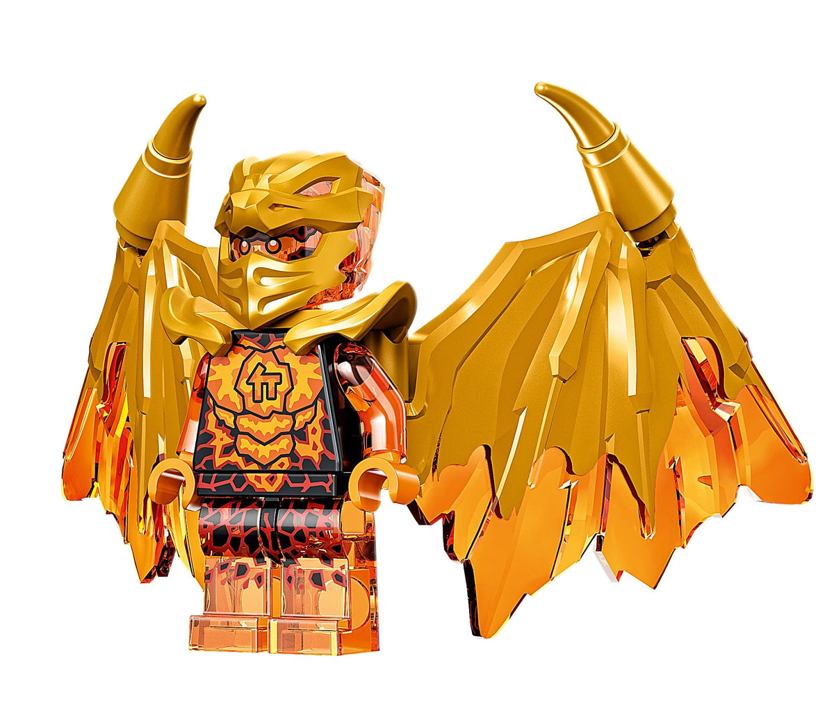 LEGO NINJAGO Crystalized Cole (Golden Dragon) Minifigure – Wings & Gold Fire Sword