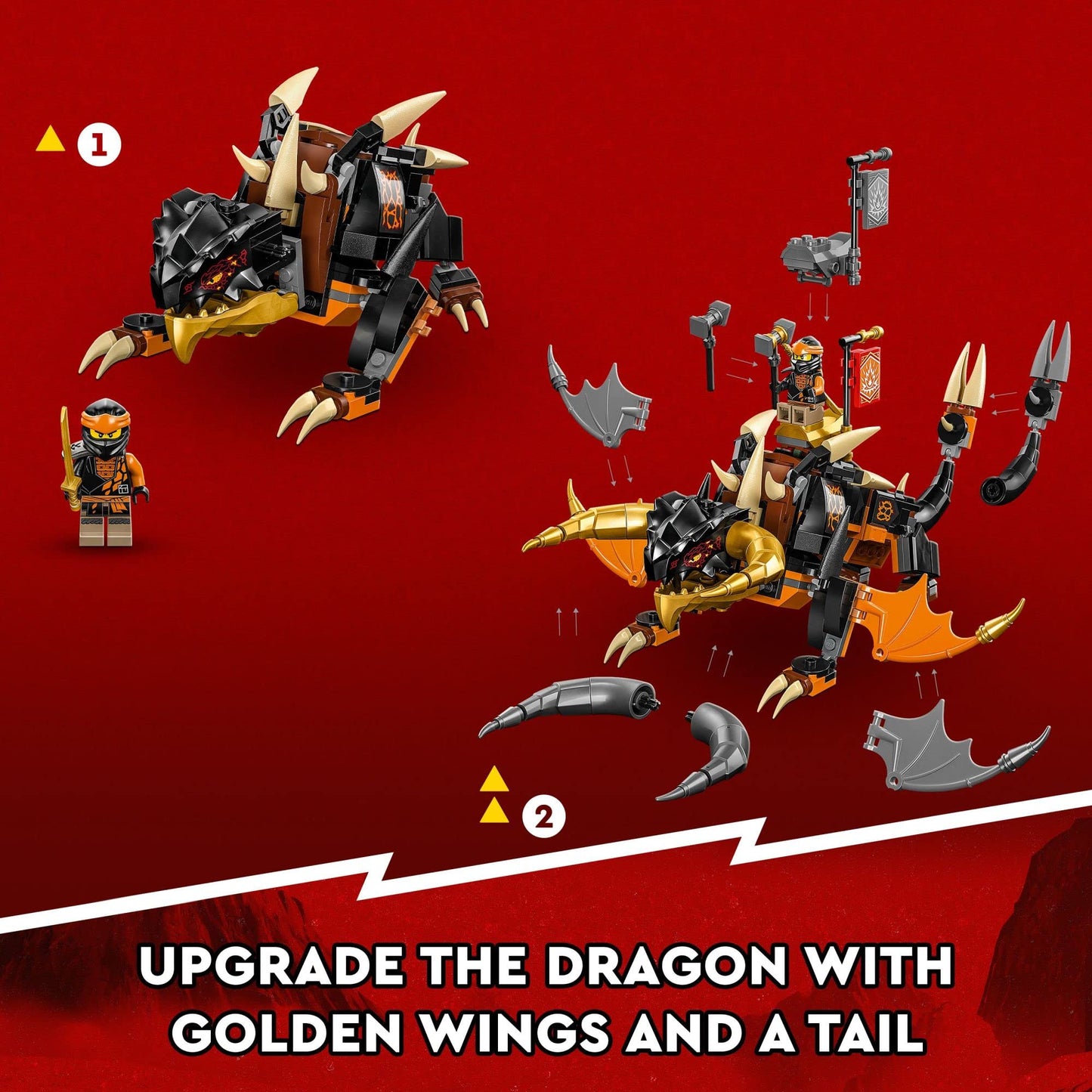 LEGO NINJAGO Cole’s Earth Dragon EVO 71782 – Upgradable Battle Playset with Bone Scorpio