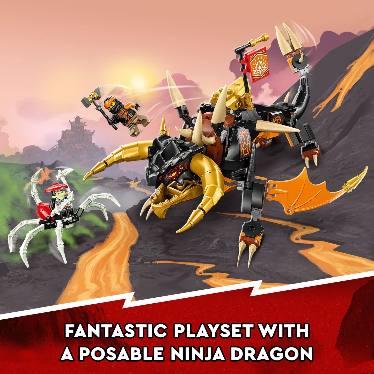 LEGO NINJAGO Cole’s Earth Dragon EVO 71782 – Upgradable Battle Playset with Bone Scorpio