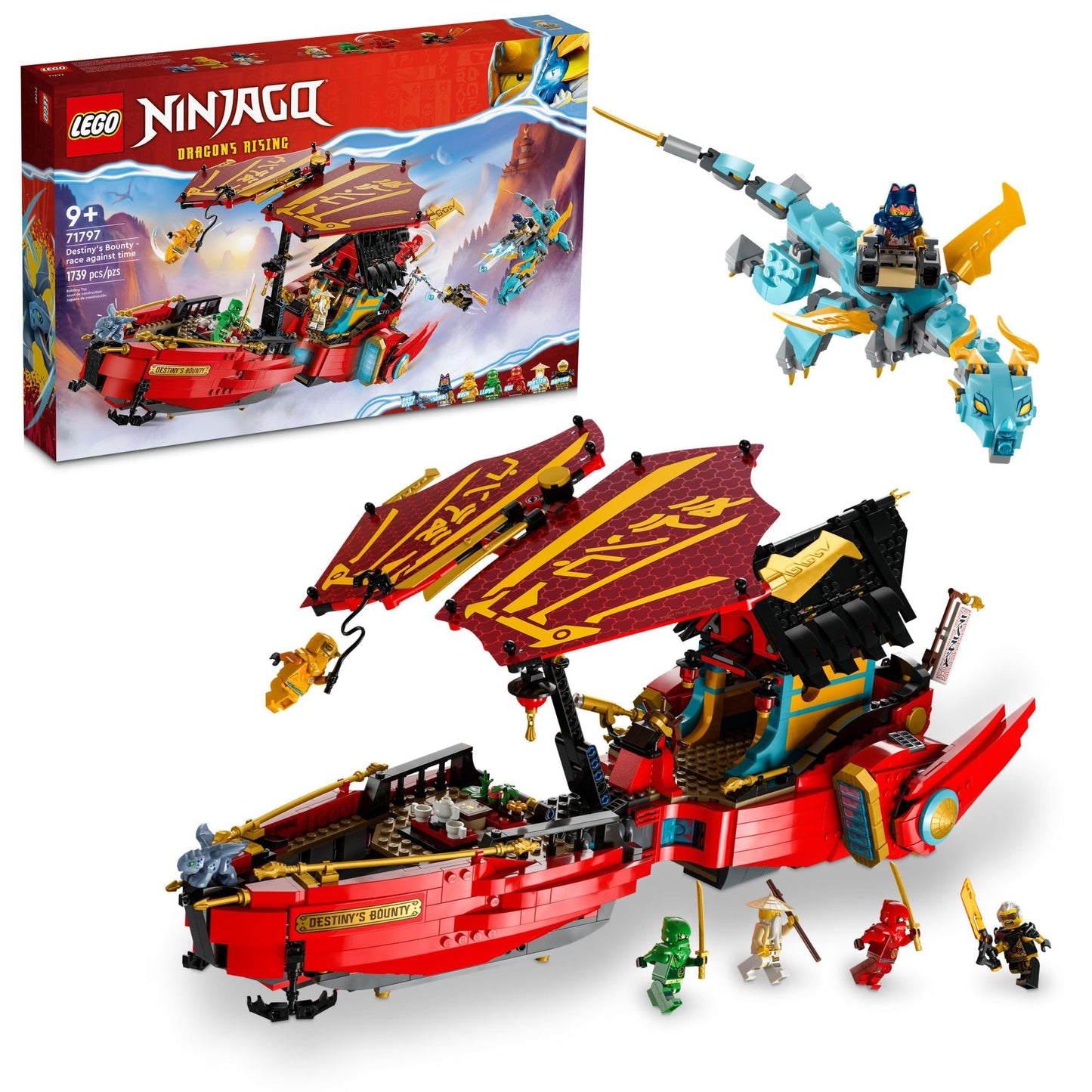 LEGO NINJAGO Destiny’s Bounty 71797 – Race Against Time Airship with Dragons & 6 Minifigures