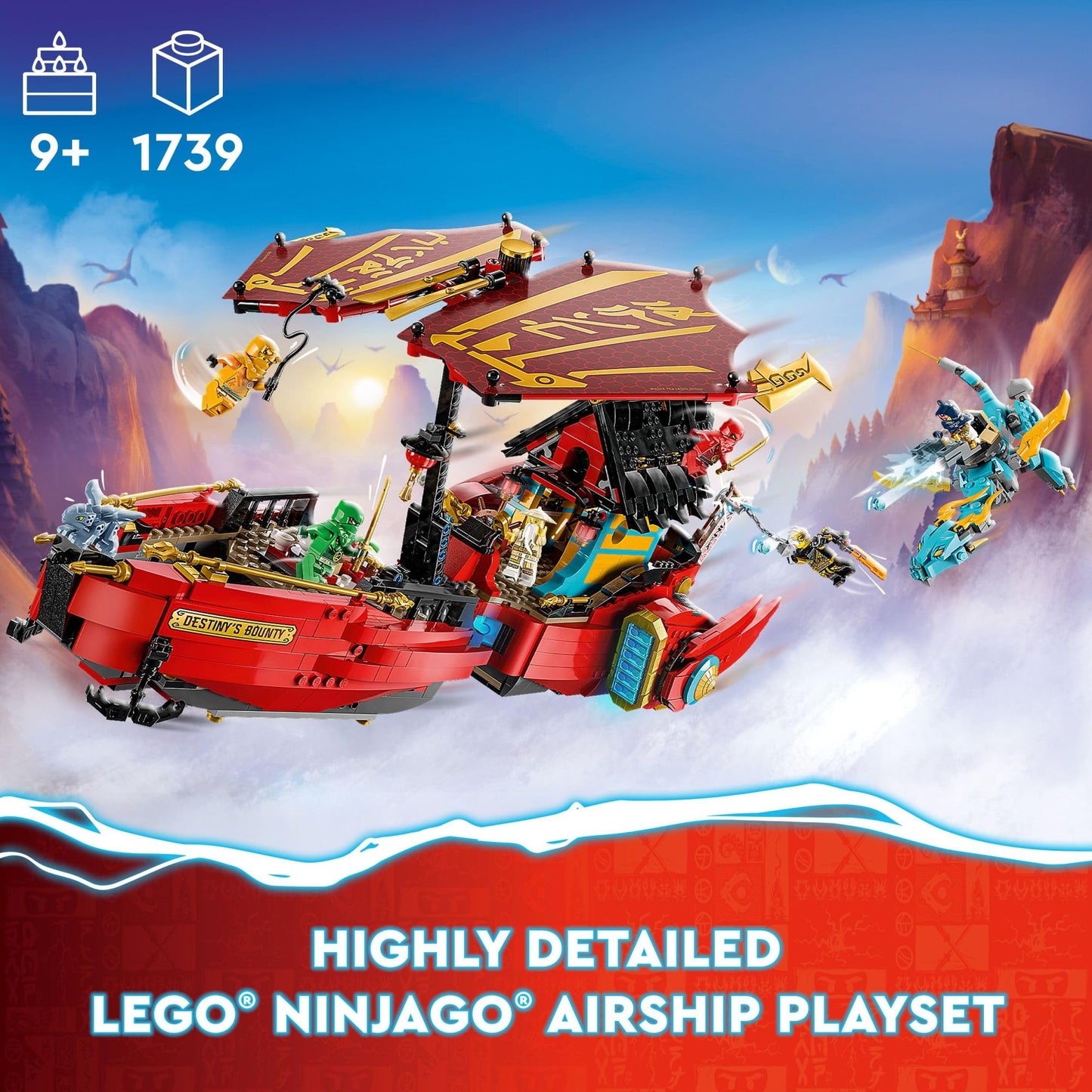 LEGO NINJAGO Destiny’s Bounty 71797 – Race Against Time Airship with Dragons & 6 Minifigures