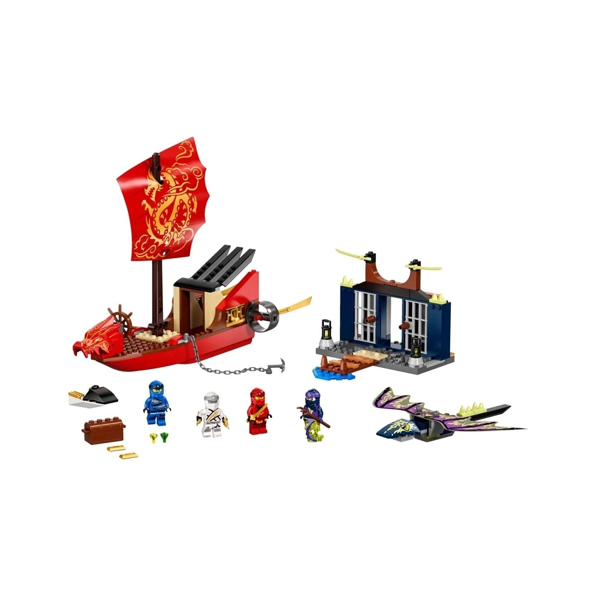 LEGO NINJAGO Legacy Final Flight of Destiny’s Bounty 71749 Ship Playset – Dragon & Jet Ski (147 Pieces)