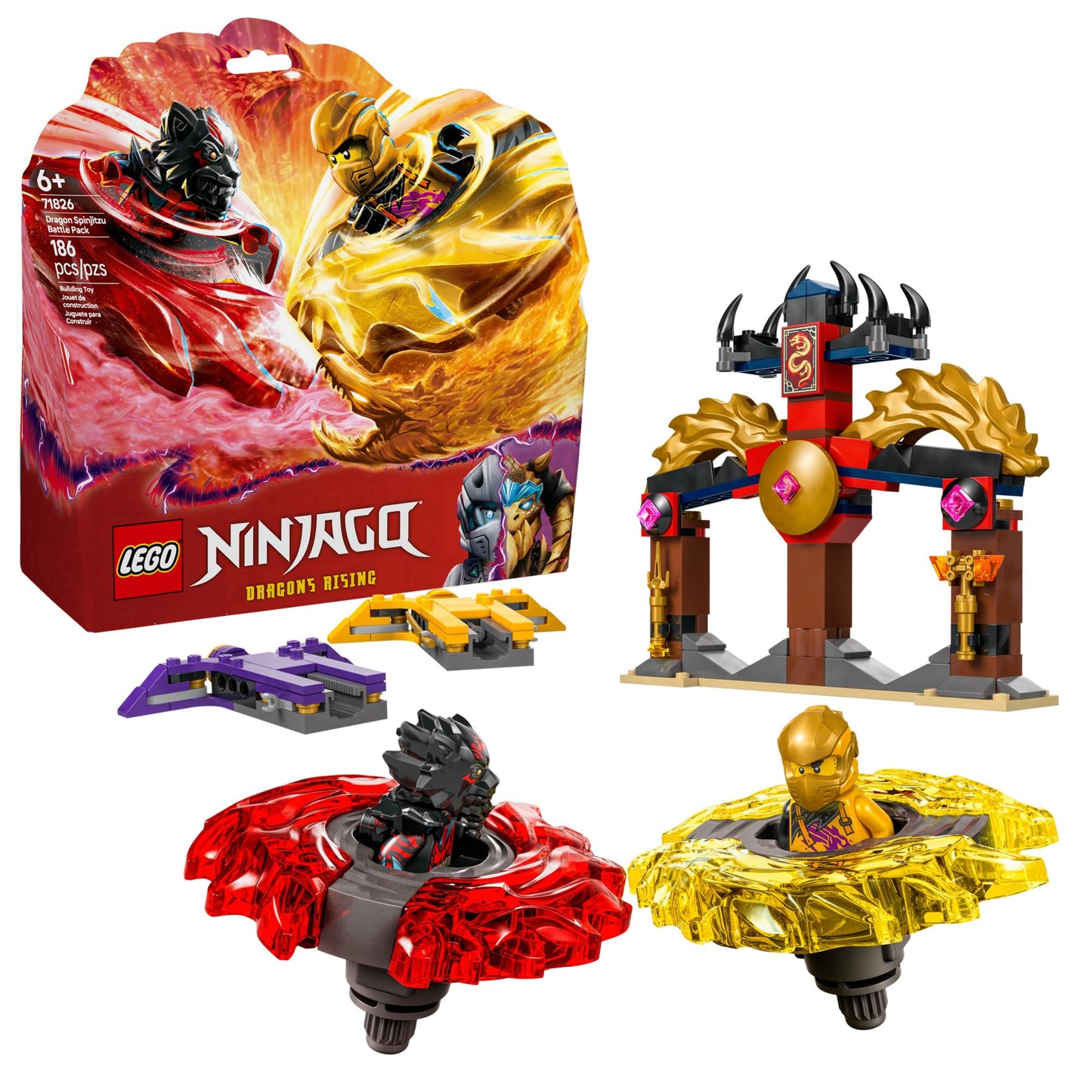 LEGO NINJAGO Dragon Spinjitzu Battle Pack 71826 – 2 Minifigures & Spinjitzu Spinners (Ages 6+)