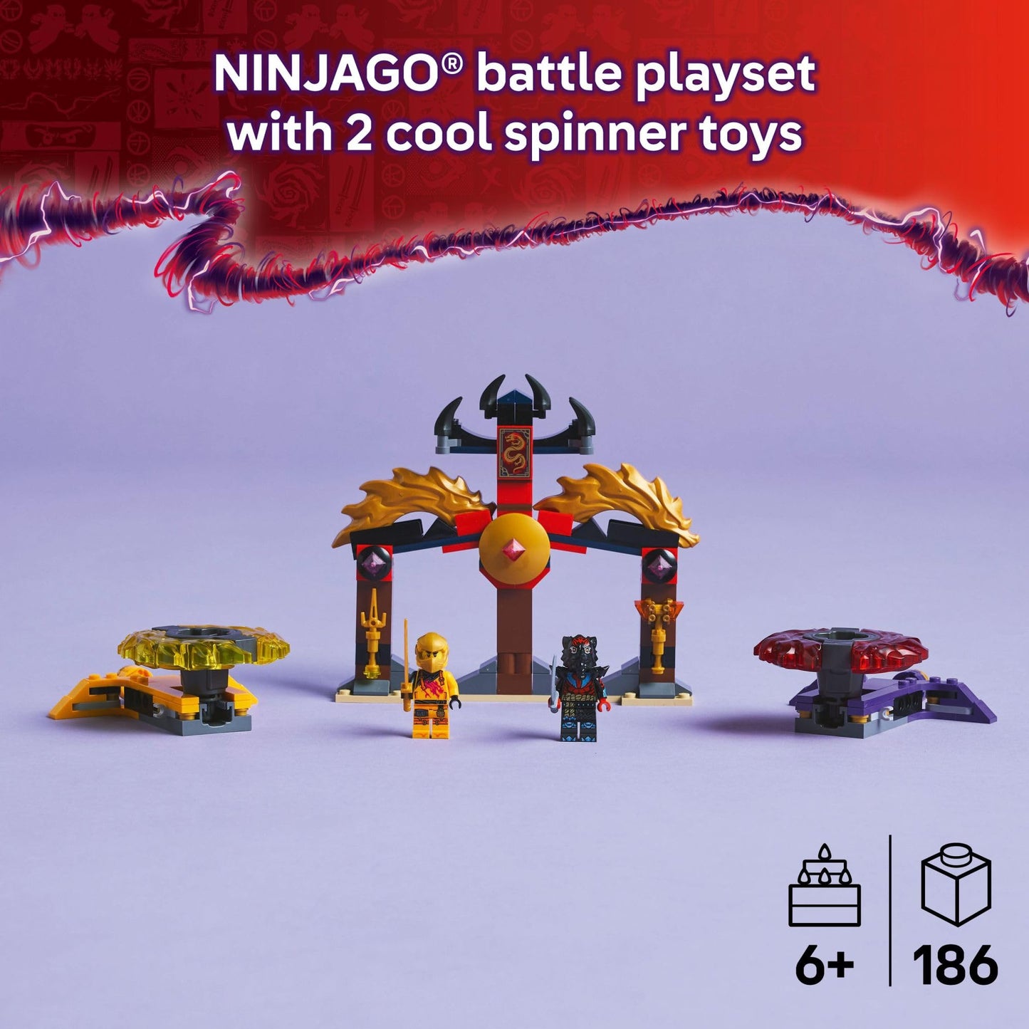 LEGO NINJAGO Dragon Spinjitzu Battle Pack 71826 – 2 Minifigures & Spinjitzu Spinners (Ages 6+)