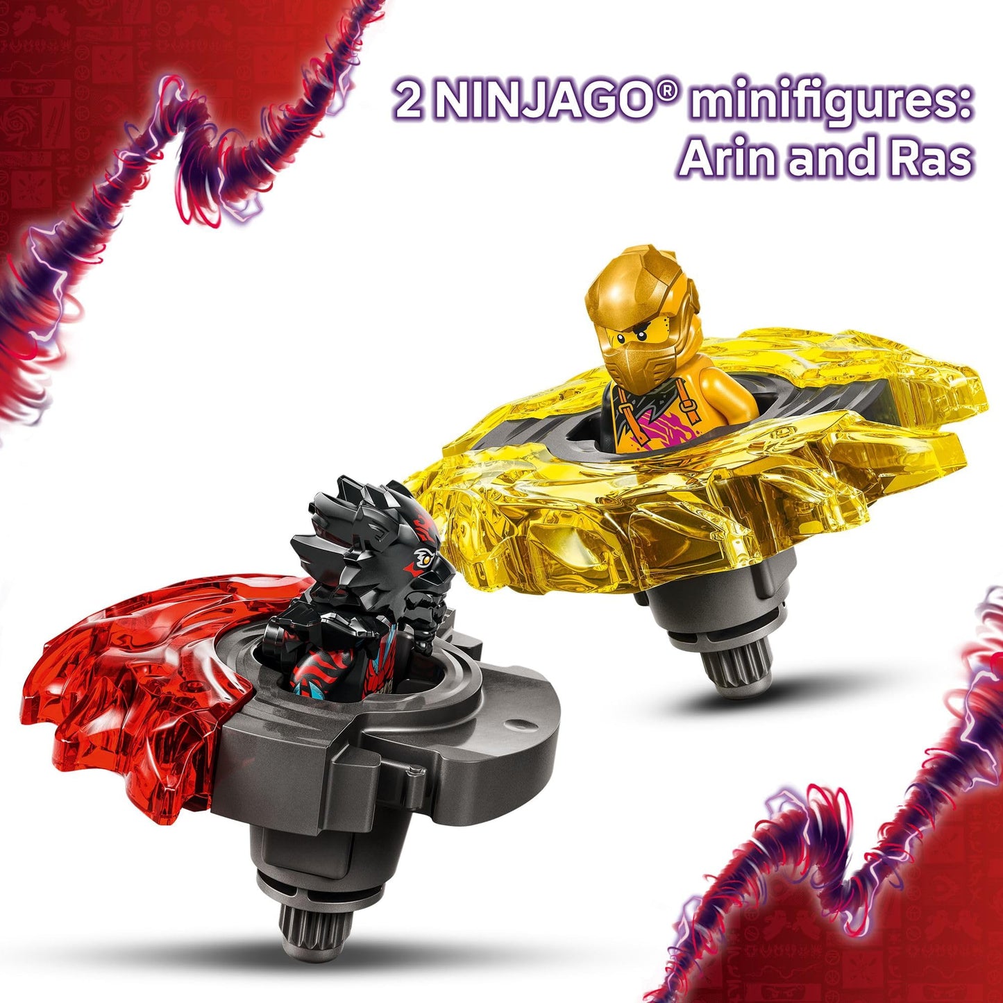 LEGO NINJAGO Dragon Spinjitzu Battle Pack 71826 – 2 Minifigures & Spinjitzu Spinners (Ages 6+)