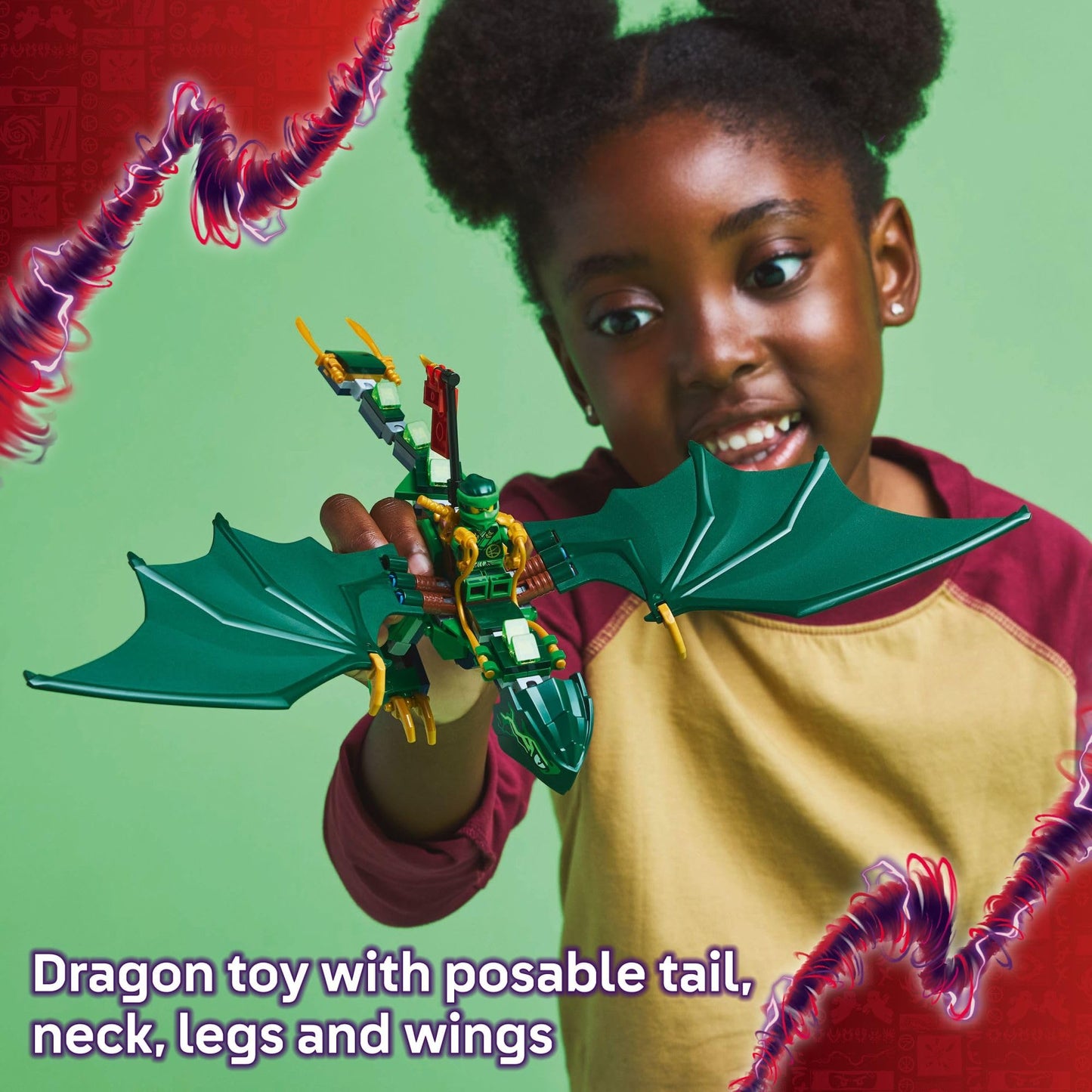 LEGO NINJAGO Lloyd's Green Forest Dragon (71829) – Dragon Toy for Kids 6+ with 2 Minifigures