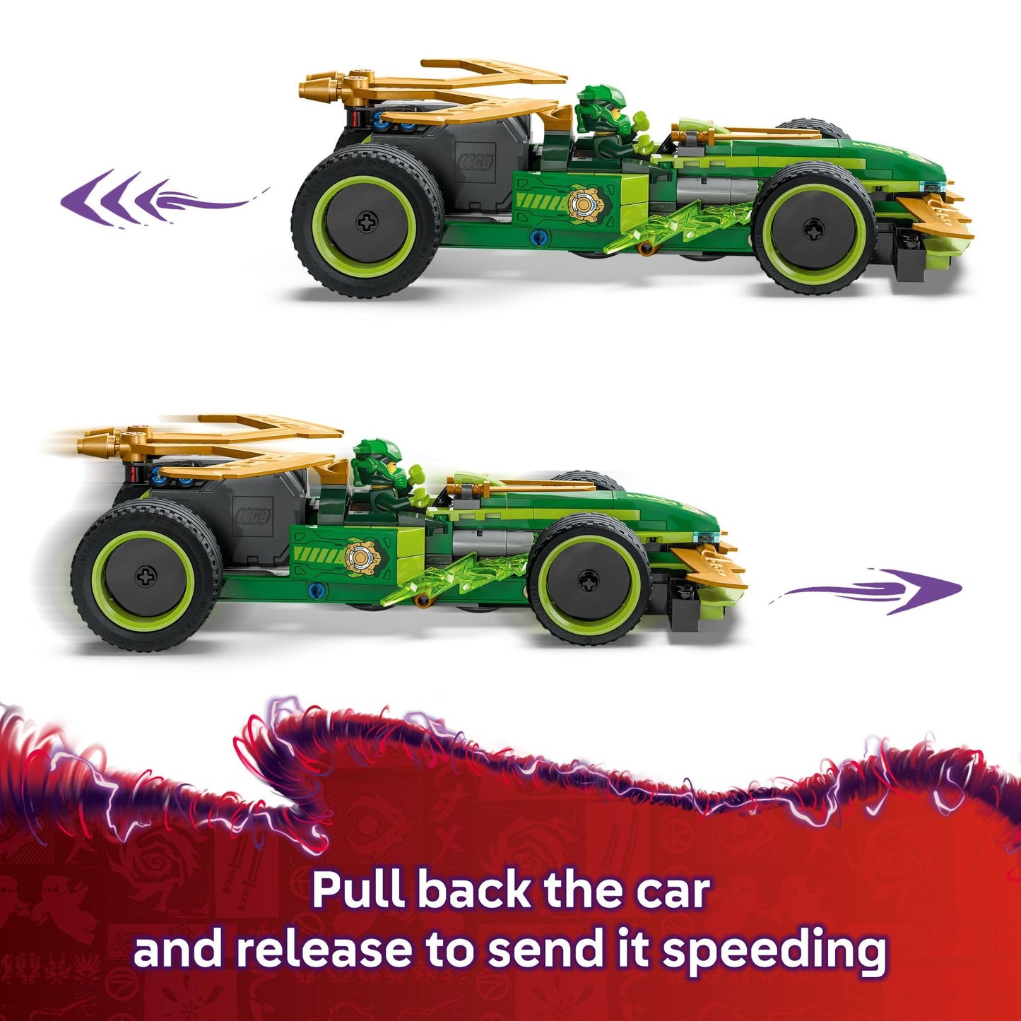 LEGO NINJAGO Lloyd’s Pull-Back Race Car 71828 – Buildable Toy with 2 Minifigures