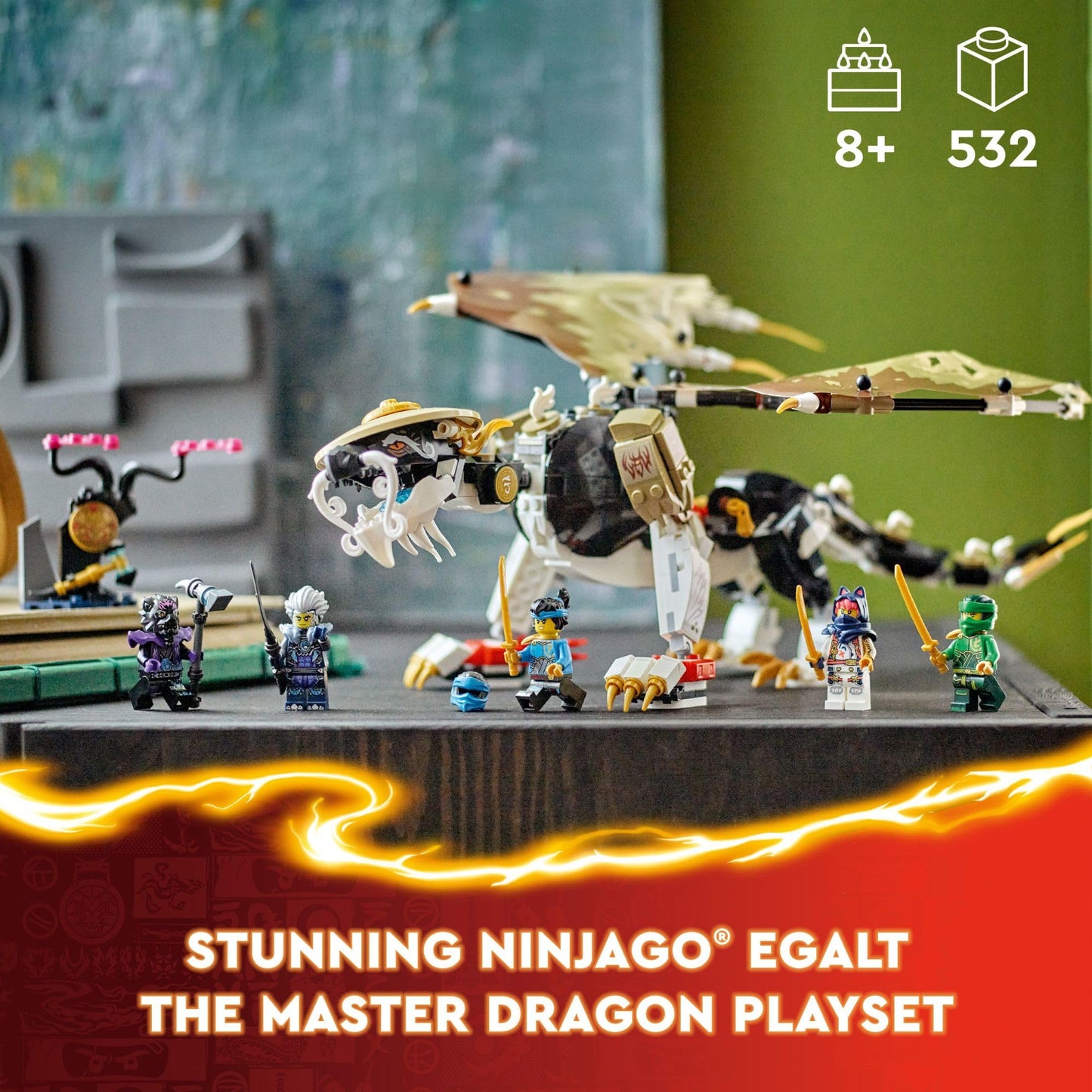 LEGO NINJAGO Egalt The Master Dragon (71809) – 532-Piece Battle Set with 5 Ninja Minifigures