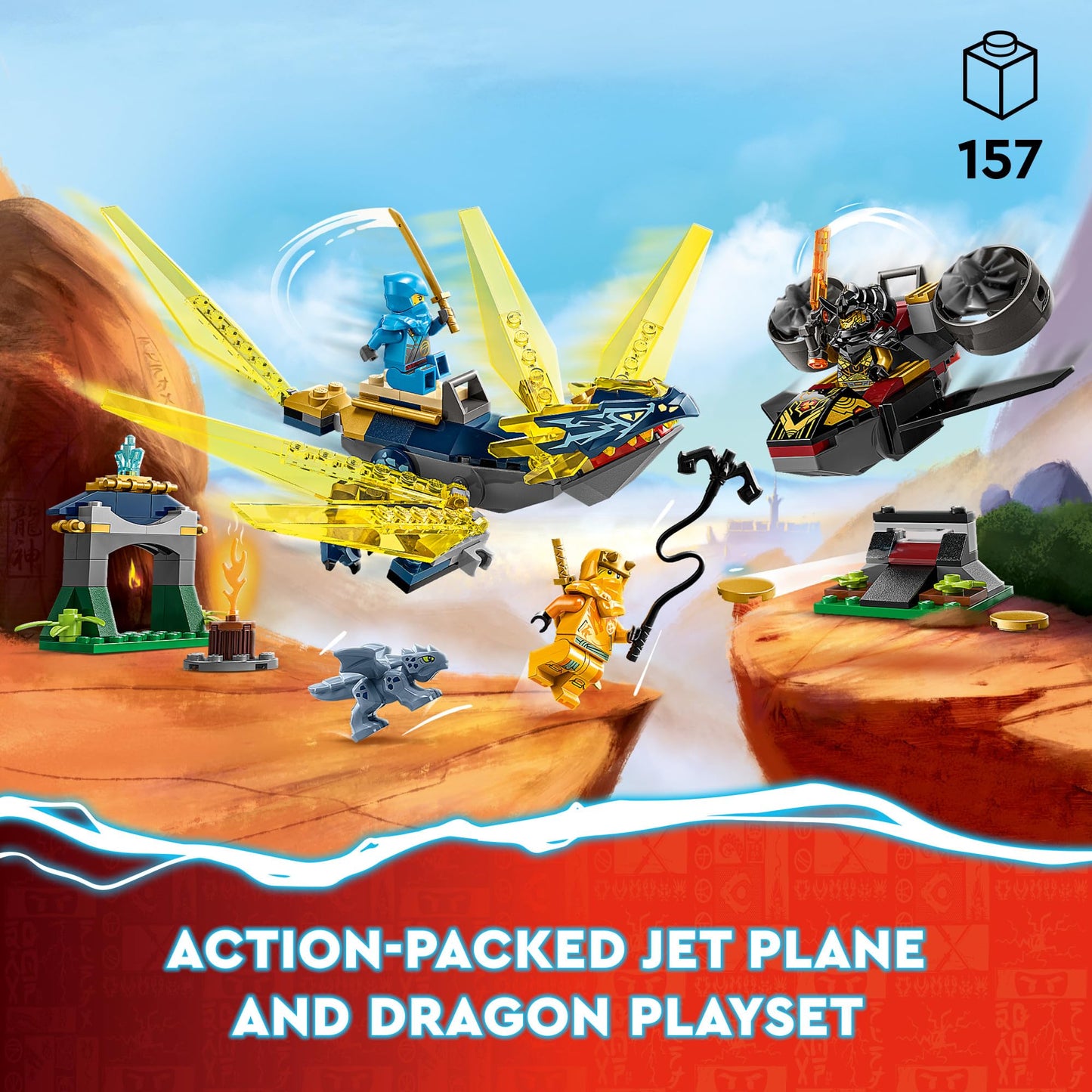 LEGO NINJAGO Nya and Arin Baby Dragon Battle 71798 – Ninja Building Toy (Ages 4+)