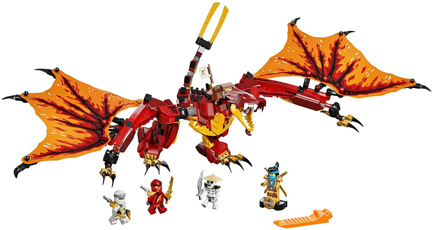 LEGO NINJAGO Fire Dragon Attack 71753 – Ninja Dragon Playset (563 Pieces)