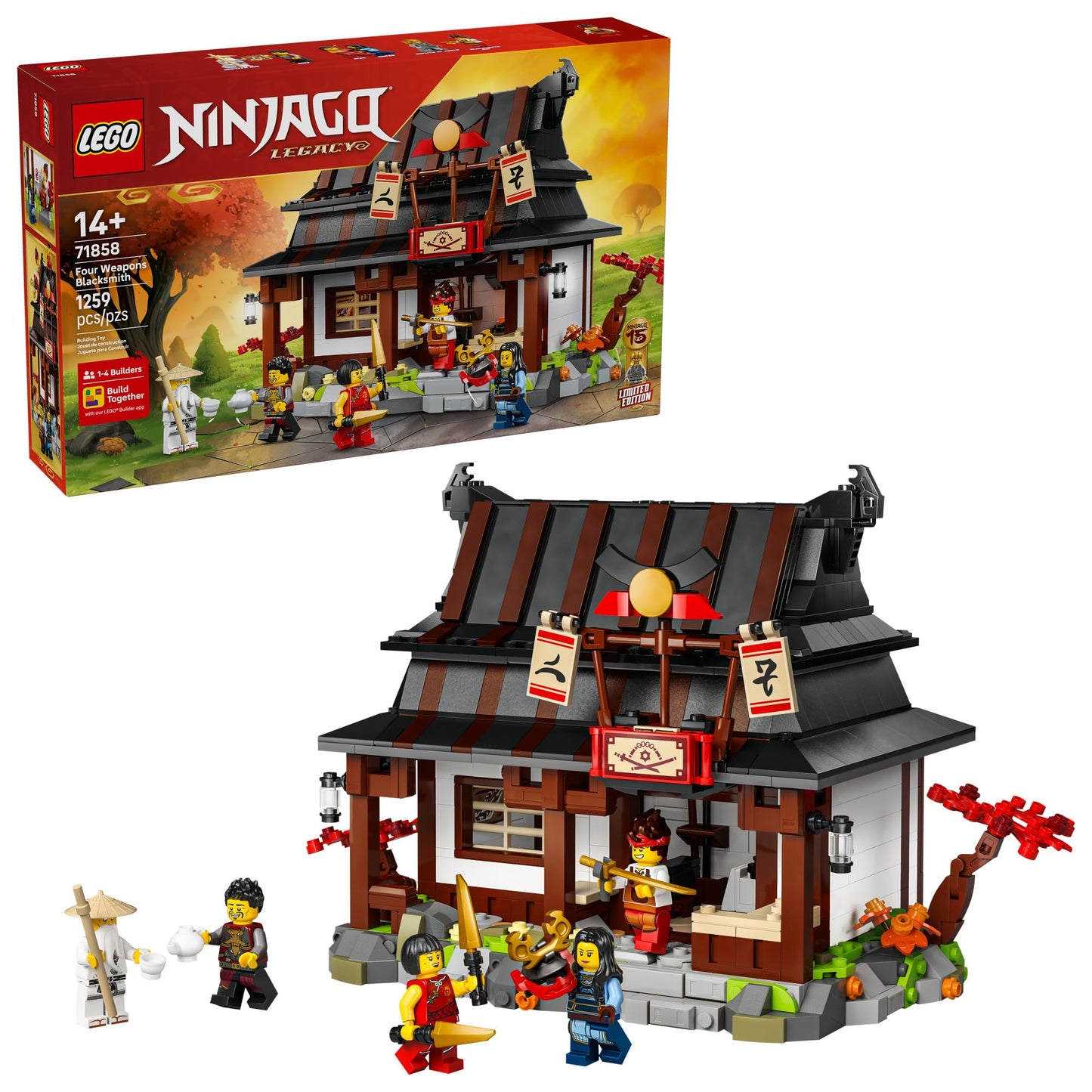 LEGO NINJAGO Four Weapons Blacksmith 15th Anniversary (71858) – Earth Master + 6 Minifigures