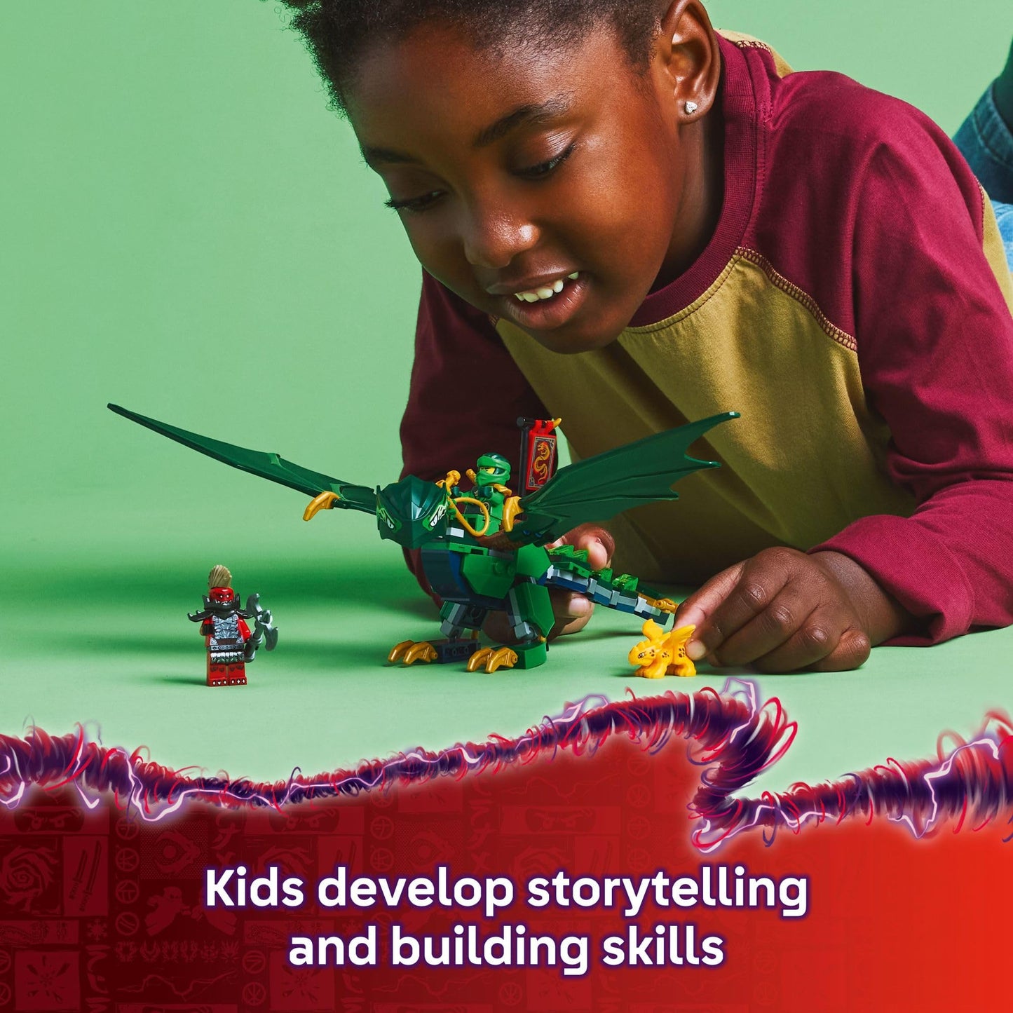 LEGO NINJAGO Lloyd's Green Forest Dragon (71829) – Dragon Toy for Kids 6+ with 2 Minifigures