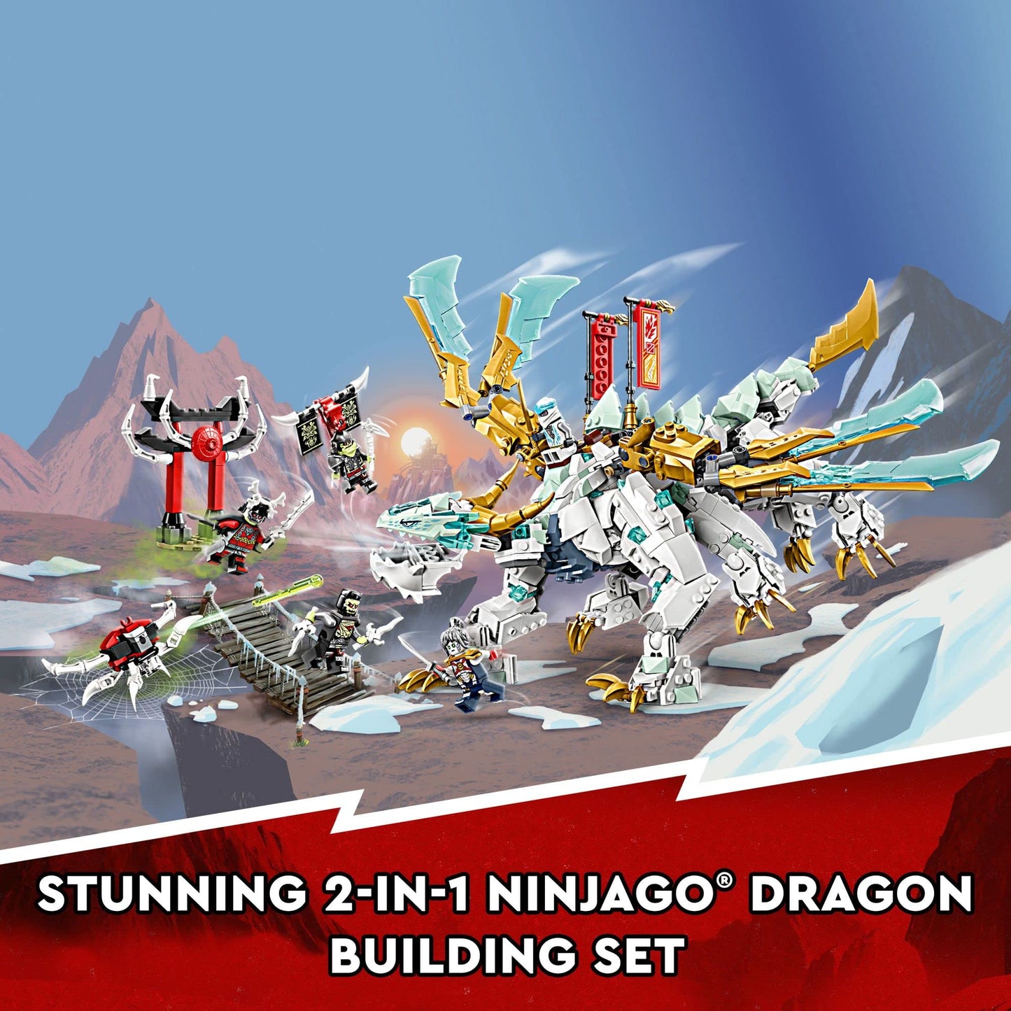 LEGO NINJAGO Zane’s Ice Dragon Creature 71786 | 2-in-1 Dragon Toy & Dragon Warrior