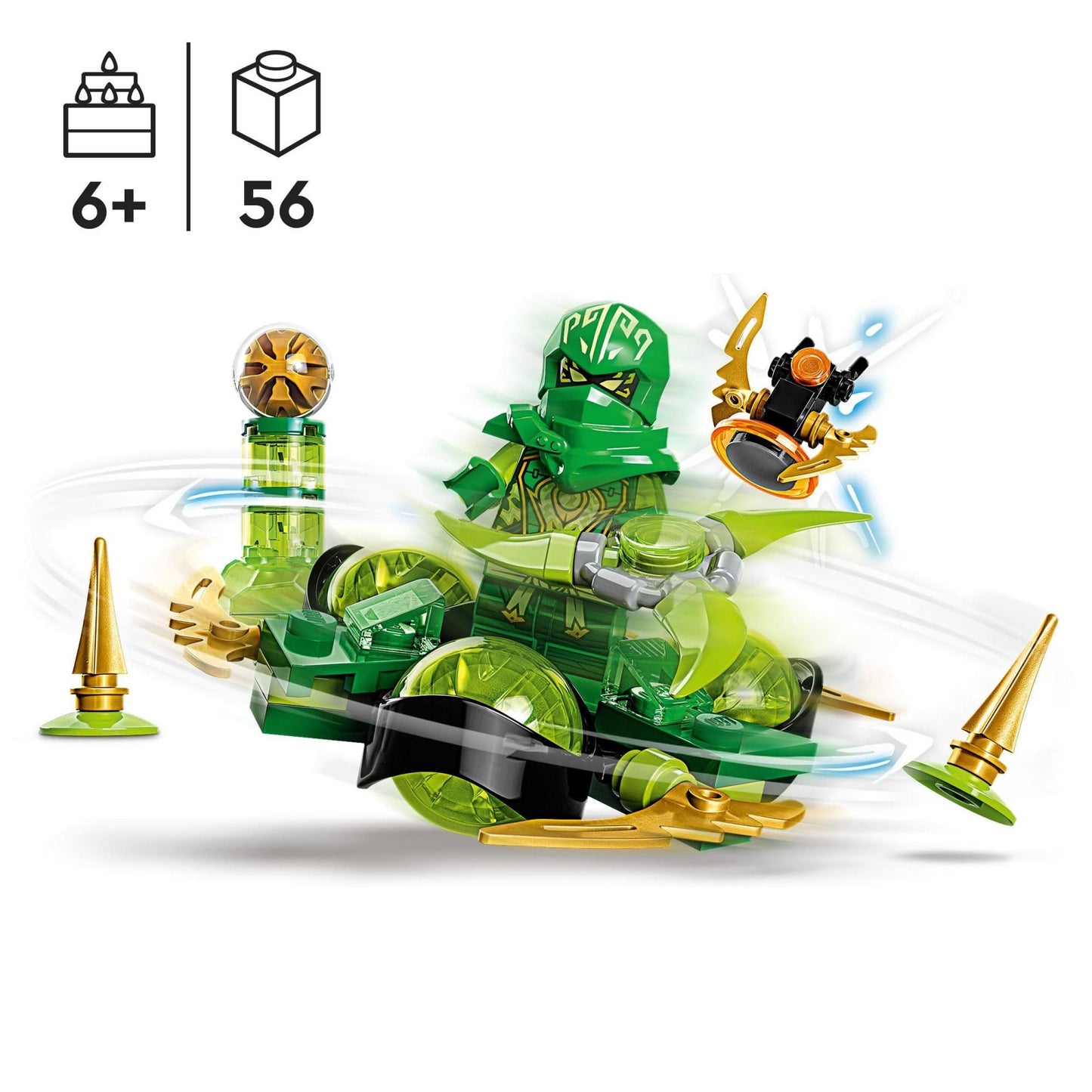 LEGO NINJAGO Lloyd's Dragon Power Spinjitzu Spin 71779 – Green Spinning Building Toy