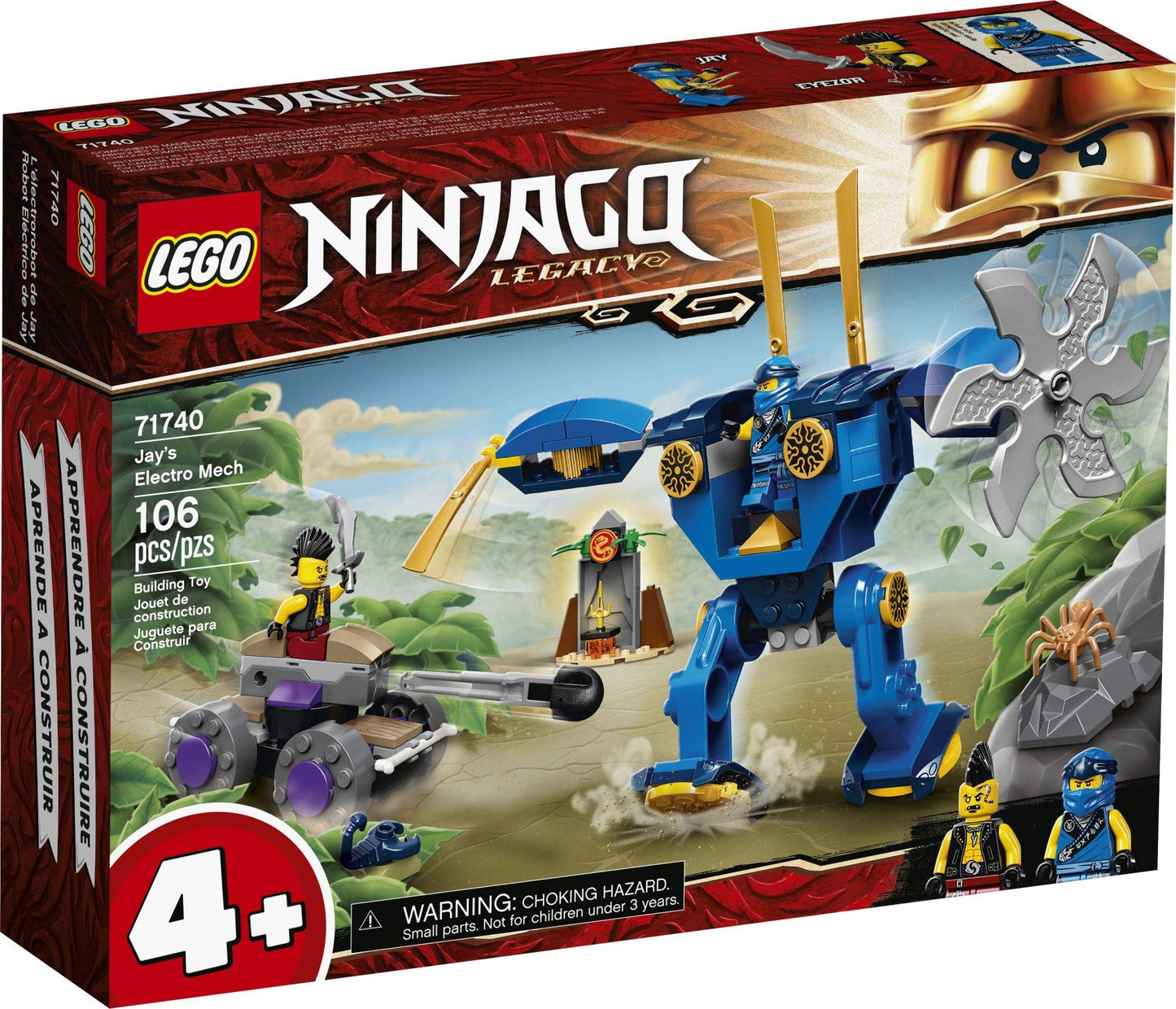 LEGO NINJAGO Jay’s Electro Mech 71740 – 106-Piece Ninja Building Kit for Kids 4+