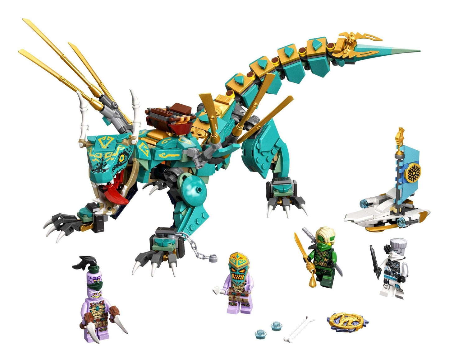 LEGO NINJAGO Jungle Dragon 71746 Building Kit – Posable Dragon Toy with 4 Minifigures