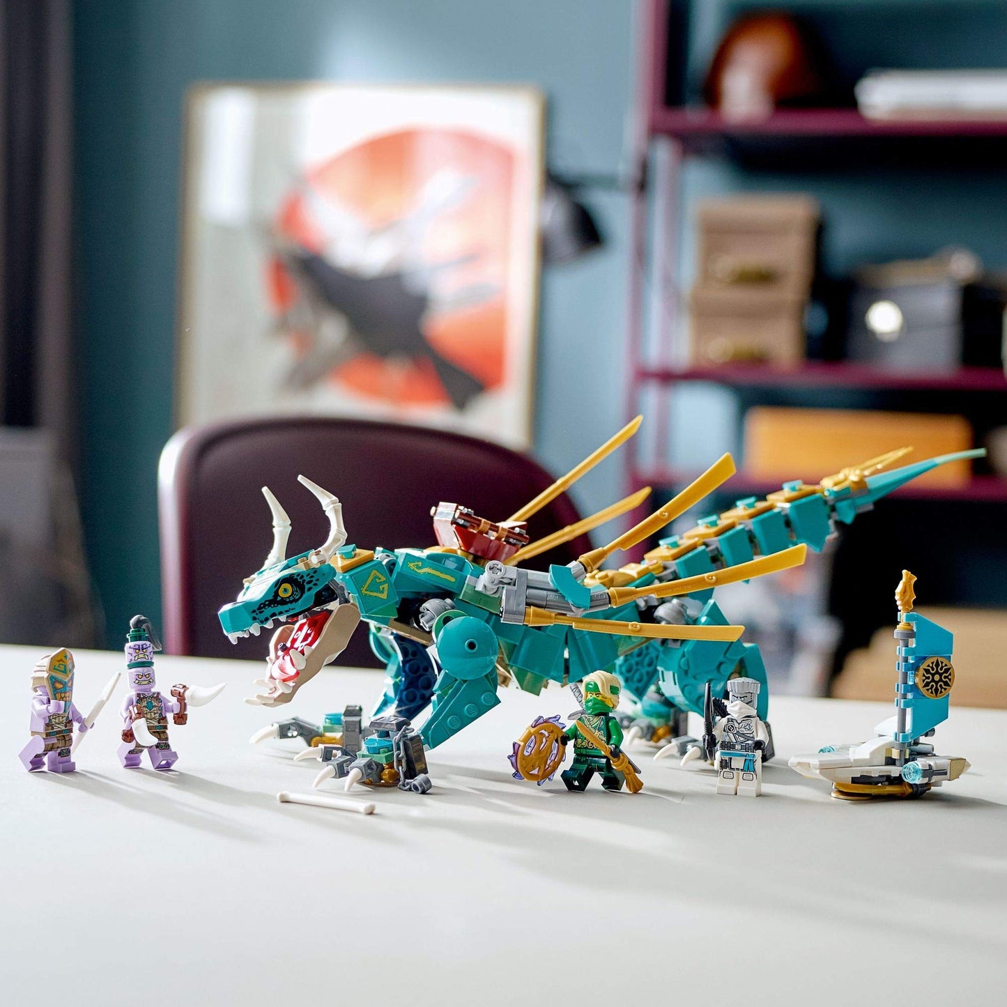 LEGO NINJAGO Jungle Dragon 71746 Building Kit – Posable Dragon Toy with 4 Minifigures