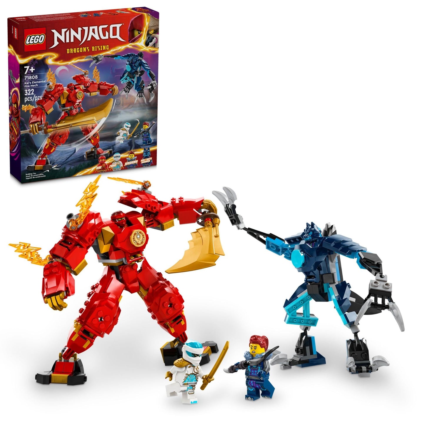 LEGO NINJAGO Kai's Elemental Fire Mech 71808 – Customizable Ninja Action Figure Set