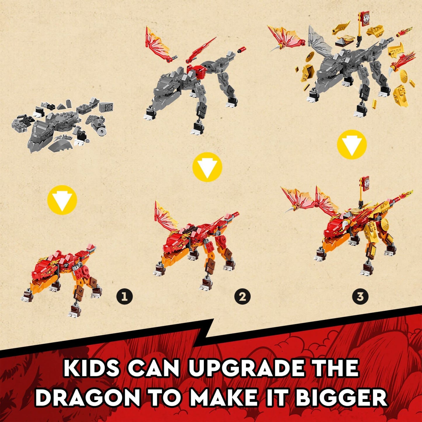 LEGO NINJAGO Kai’s Fire Dragon EVO 71762 – Action Dragon Toy with Kai & Snake Warriors