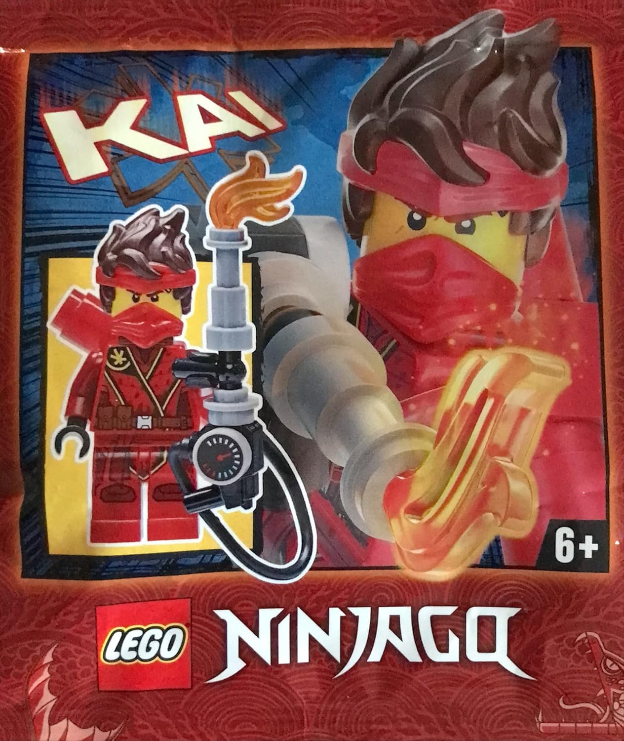 LEGO Ninjago Kai Minifigure with Flamethrower Torch & Tile