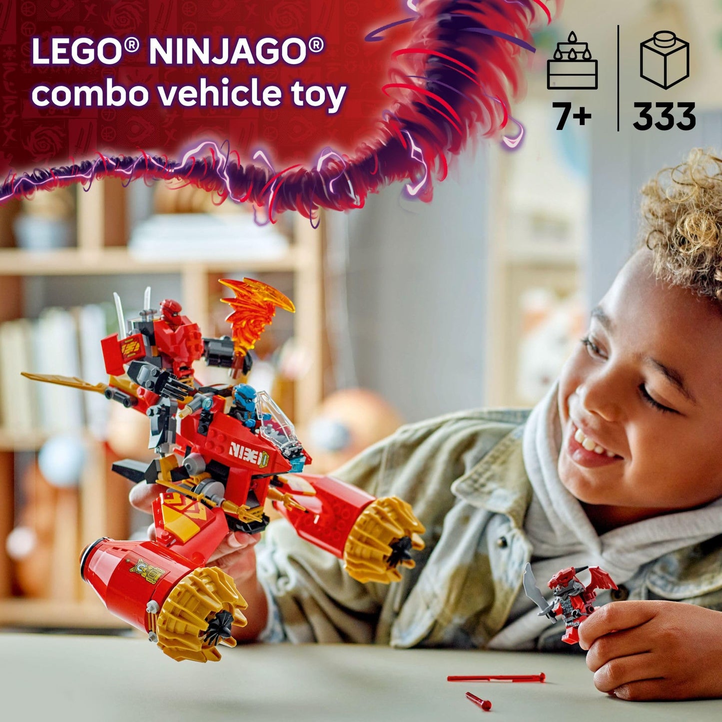 LEGO NINJAGO Kai's Mech Storm Rider 71830 – 333-Piece Set with 3 Minifigures