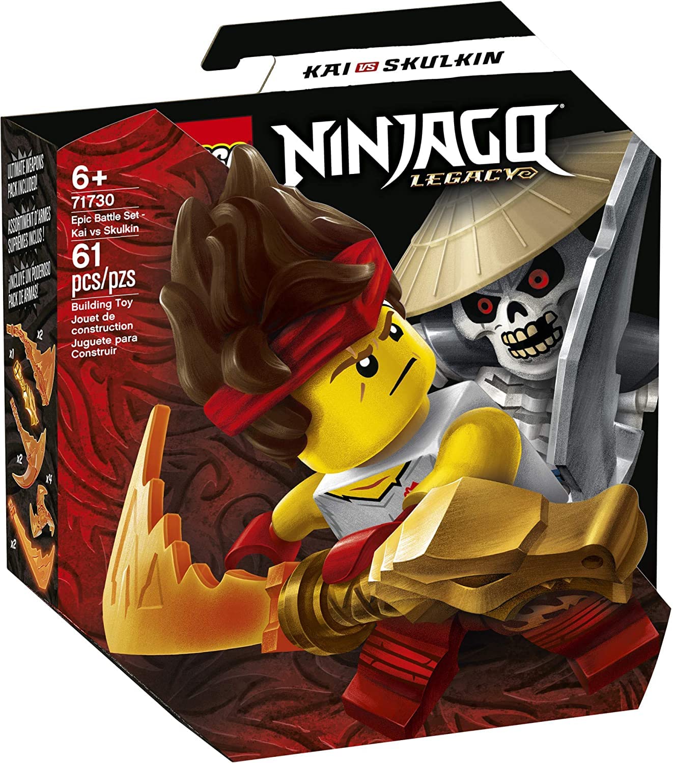 LEGO NINJAGO Epic Battle Set Kai vs. Skulkin (71730) – 61-Piece Battle Toy & Temple
