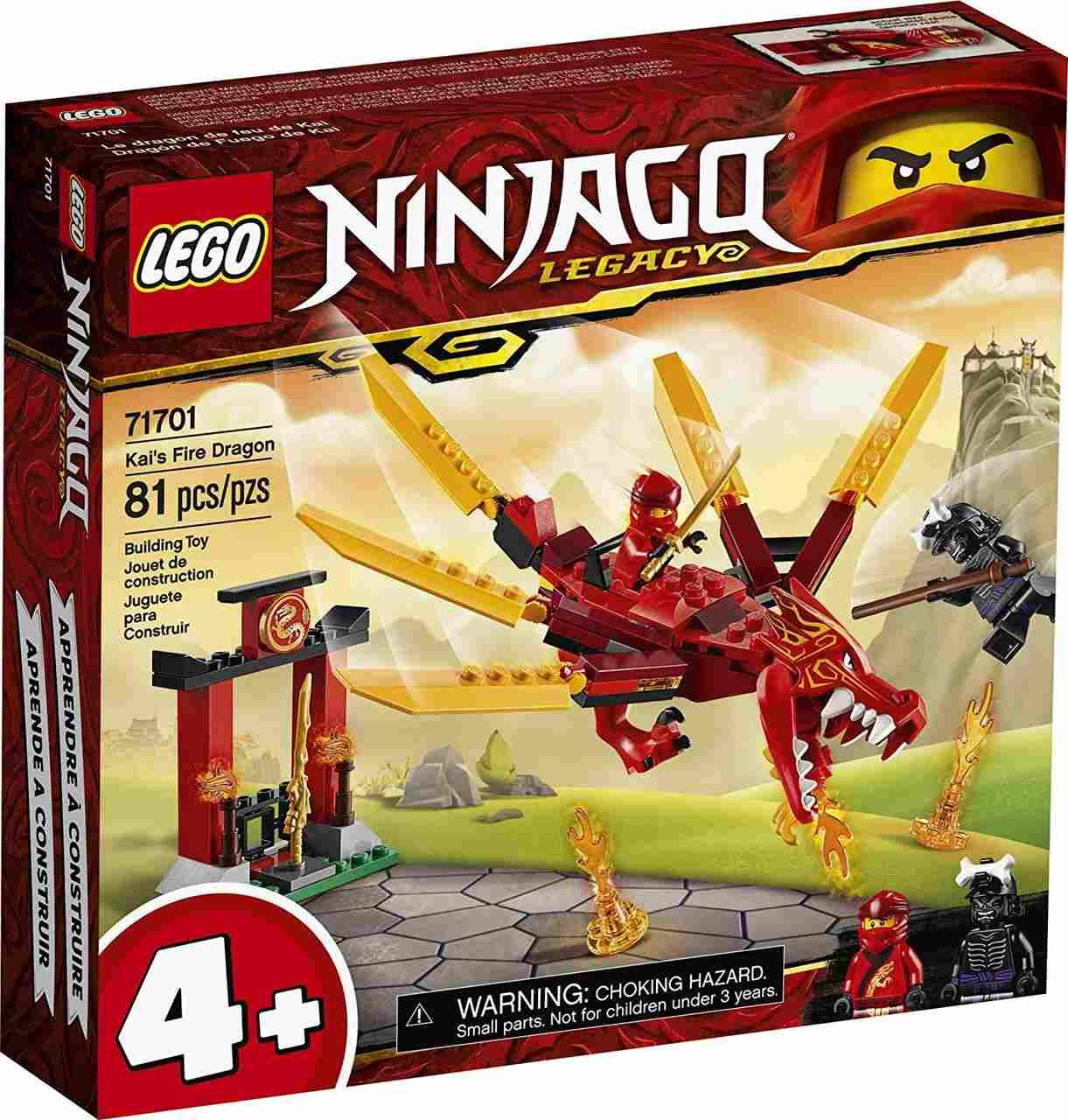 LEGO NINJAGO Legacy Kai’s Fire Dragon 71701 – 81-Piece Dragon Figure Building Kit