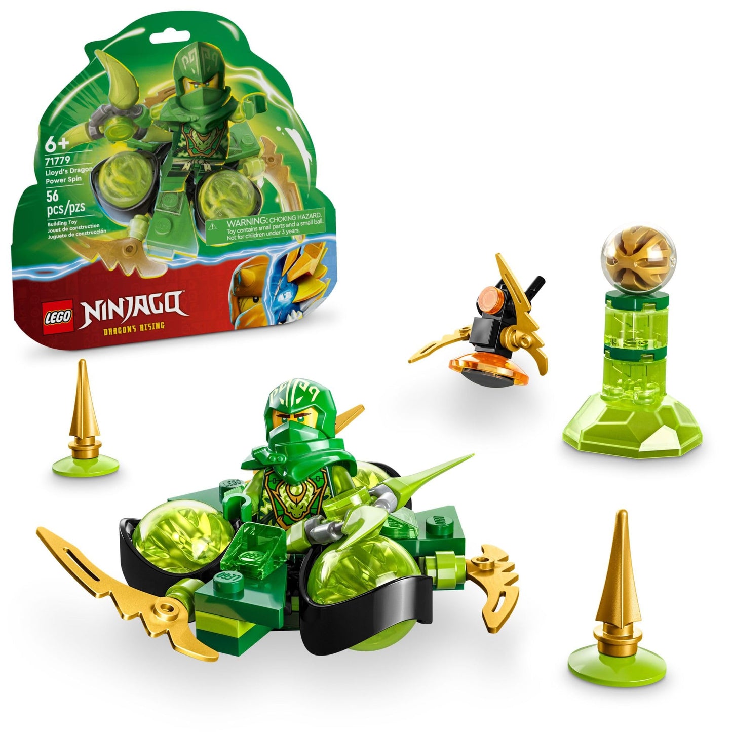 LEGO NINJAGO Lloyd's Dragon Power Spinjitzu Spin 71779 – Green Spinning Building Toy