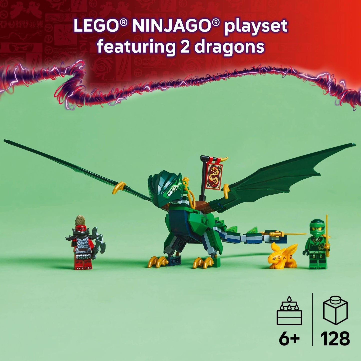 LEGO NINJAGO Lloyd's Green Forest Dragon (71829) – Dragon Toy for Kids 6+ with 2 Minifigures