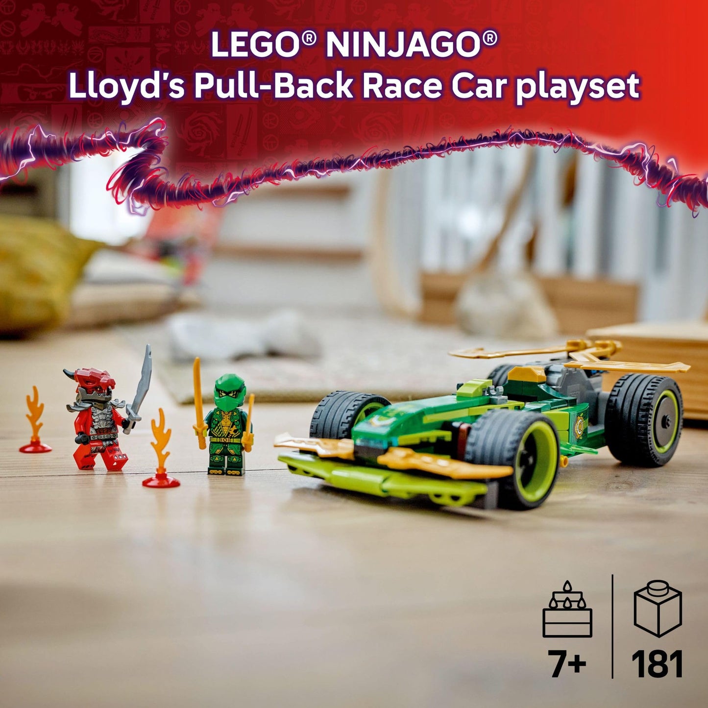 LEGO NINJAGO Lloyd’s Pull-Back Race Car 71828 – Buildable Toy with 2 Minifigures