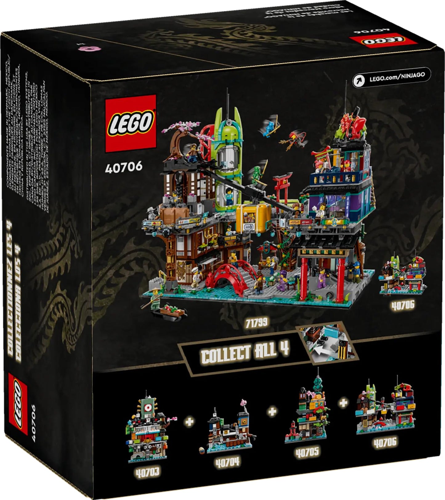 LEGO NINJAGO Micro City Markets Building Set 40706 | Collectible 365-Piece Market Model for Ages 10+