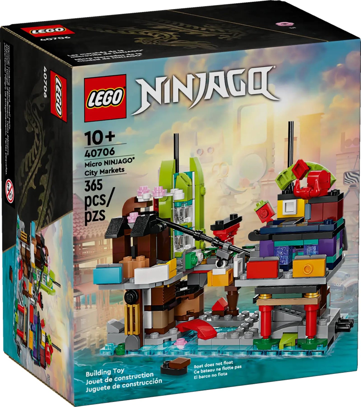 LEGO NINJAGO Micro City Markets Building Set 40706 | Collectible 365-Piece Market Model for Ages 10+