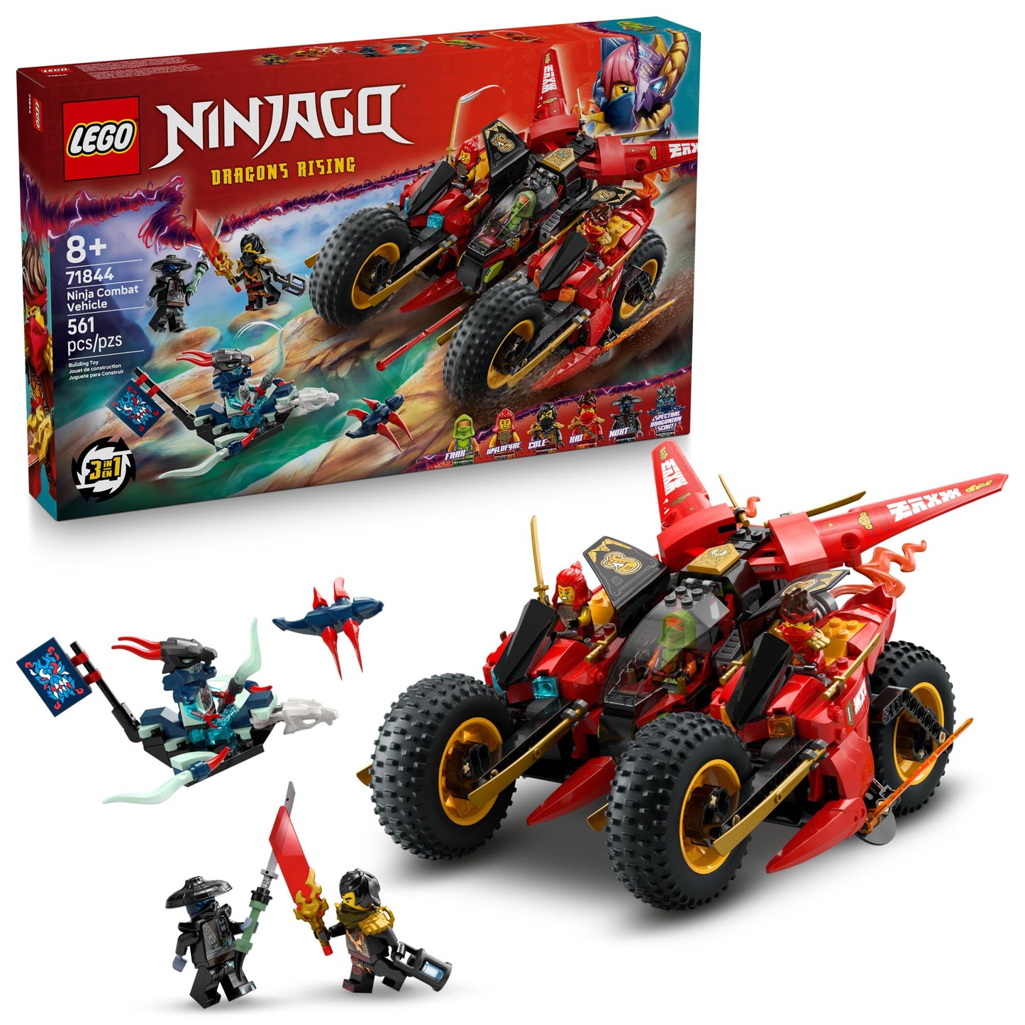 LEGO NINJAGO Ninja Combat Vehicle 3-in-1 Building Set (71844) – Dragons Rising