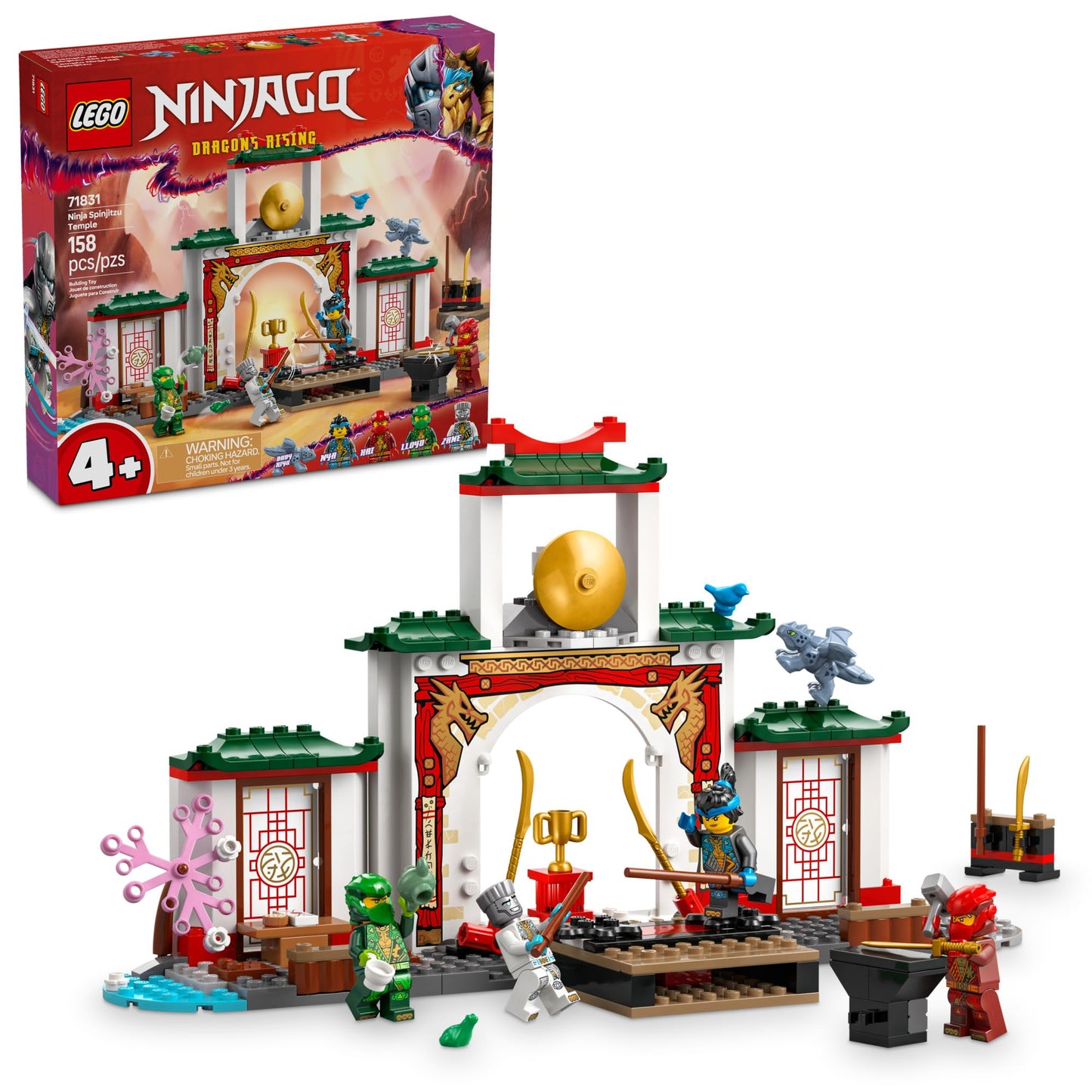LEGO NINJAGO Ninja Spinjitzu Temple Building Toy Playset 71831 | 4 Minifigures & Baby Riyu Dragon
