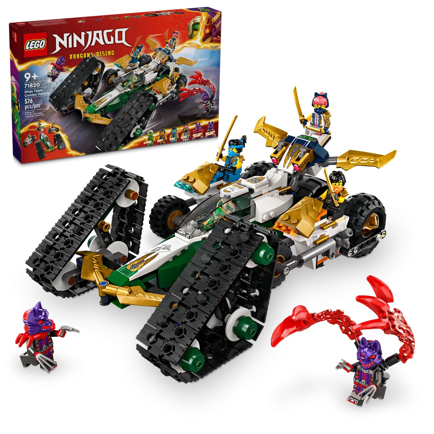LEGO NINJAGO Ninja Team Combo Vehicle 4-in-1 Playset (71820) – 6 Minifigures